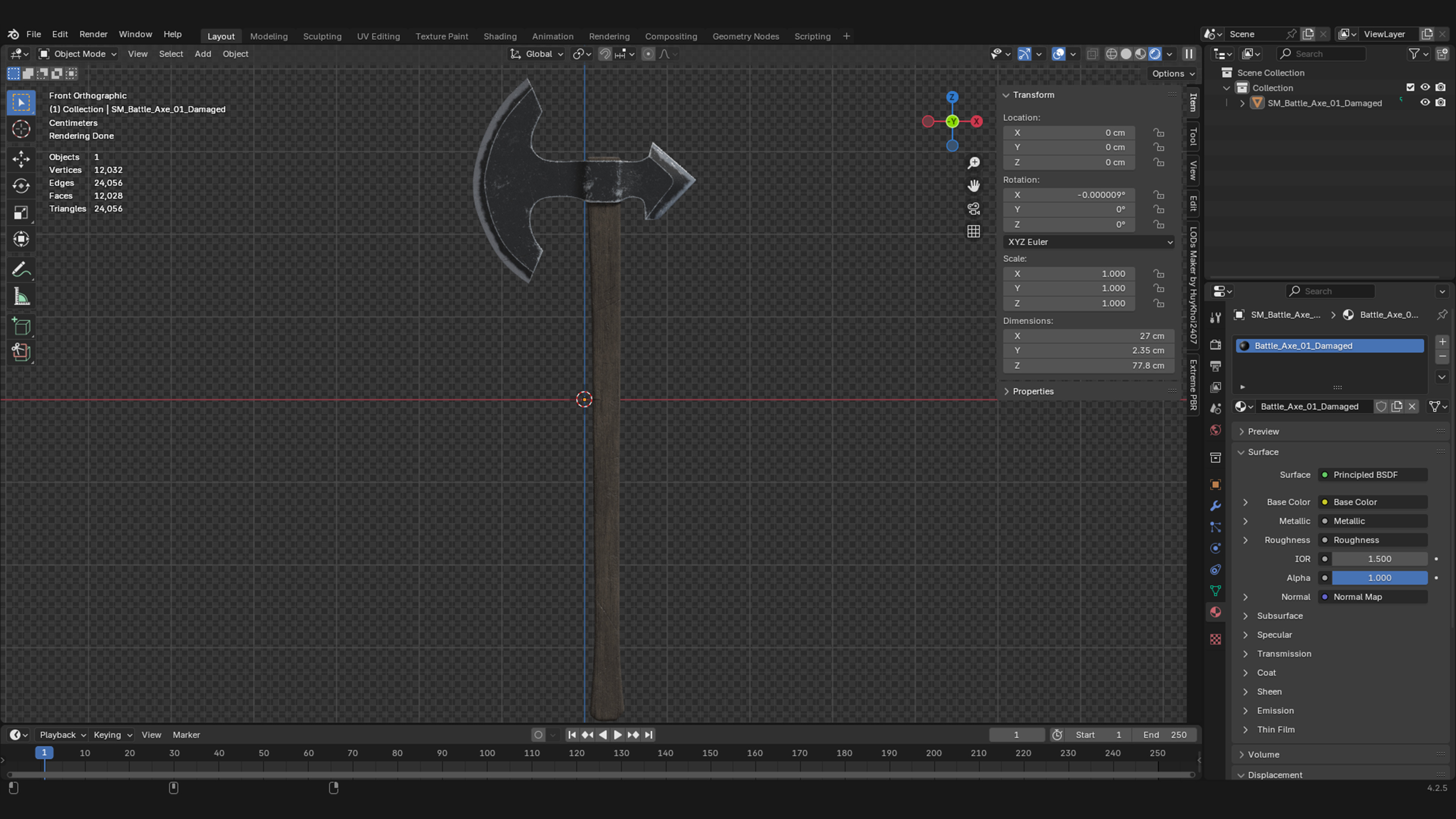 Battle Axe 01 Low-poly 3D model_8