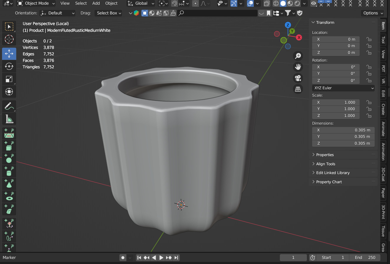 Modern Rustic Fluted Outdoor Planters 3D model_5