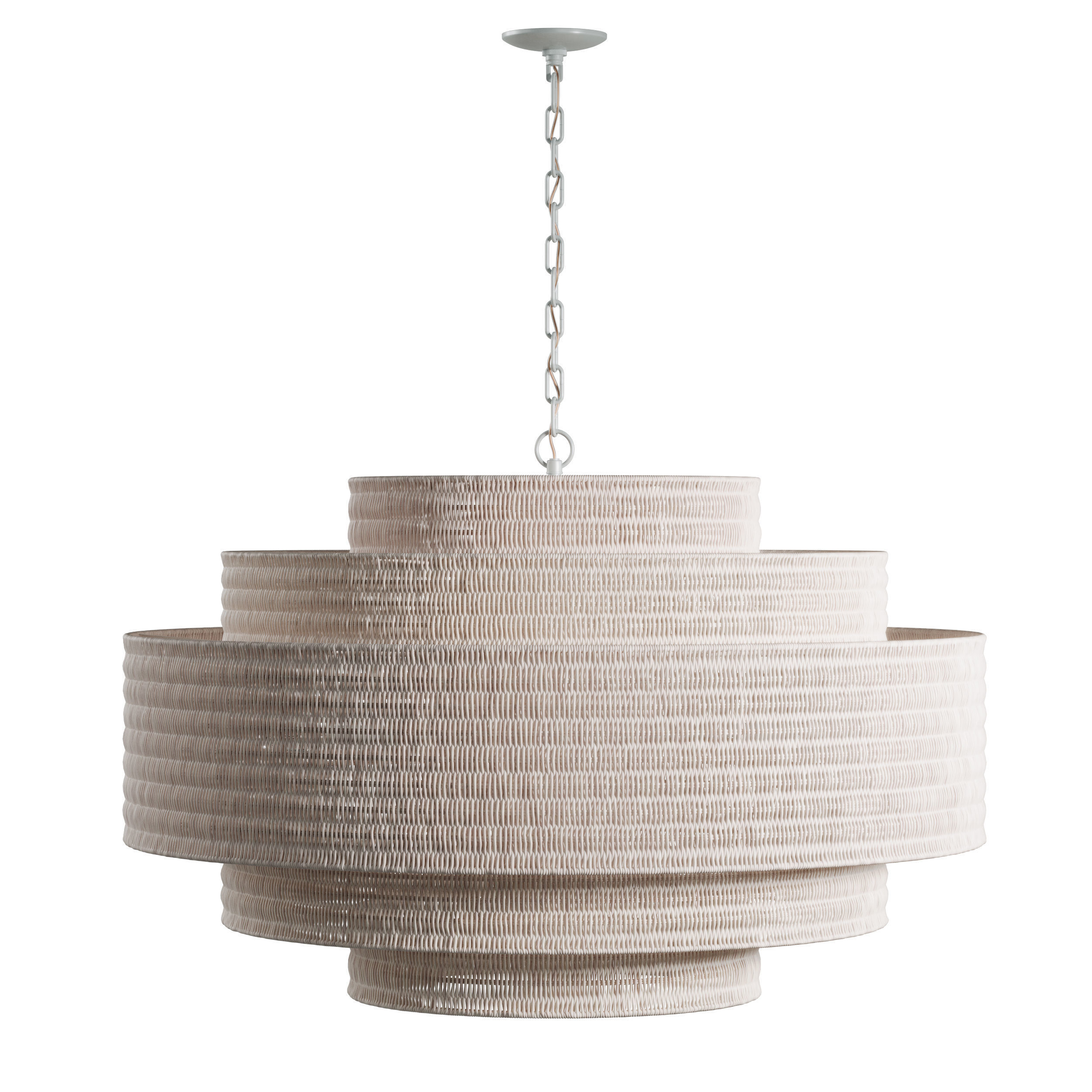 Paloma Chandelier White Rattan Light 3D model_2