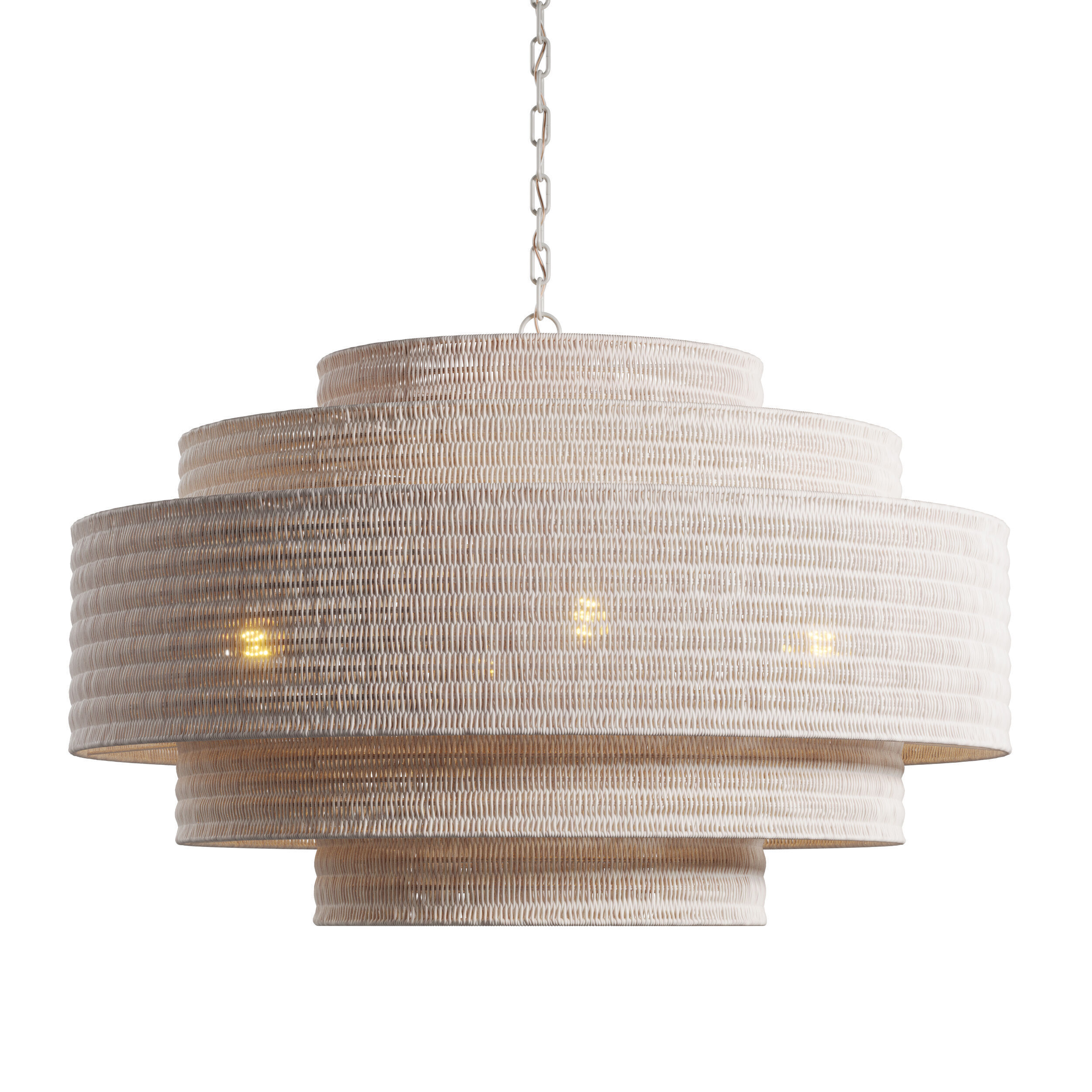 Paloma Chandelier White Rattan Light 3D model_1