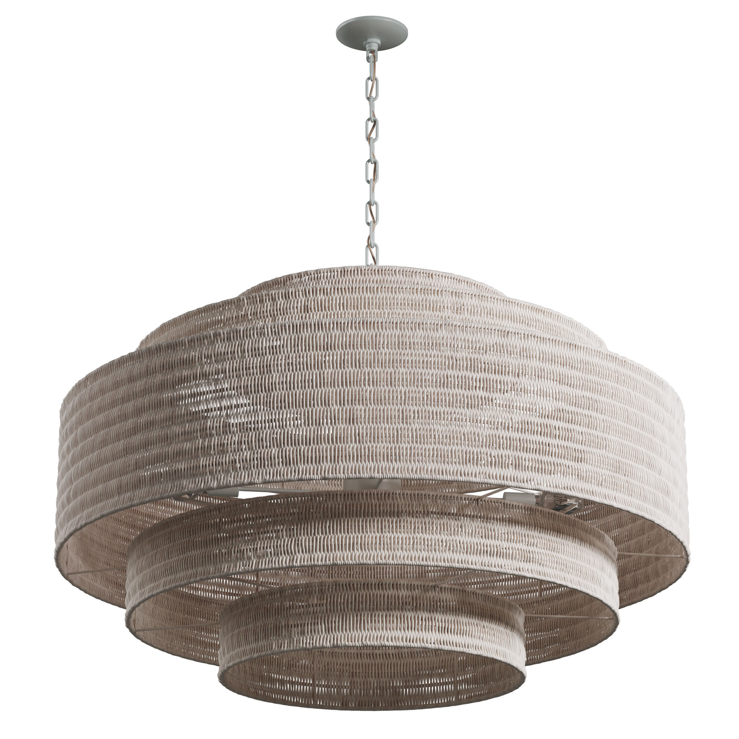 Paloma Chandelier White Rattan Light 3D model_5