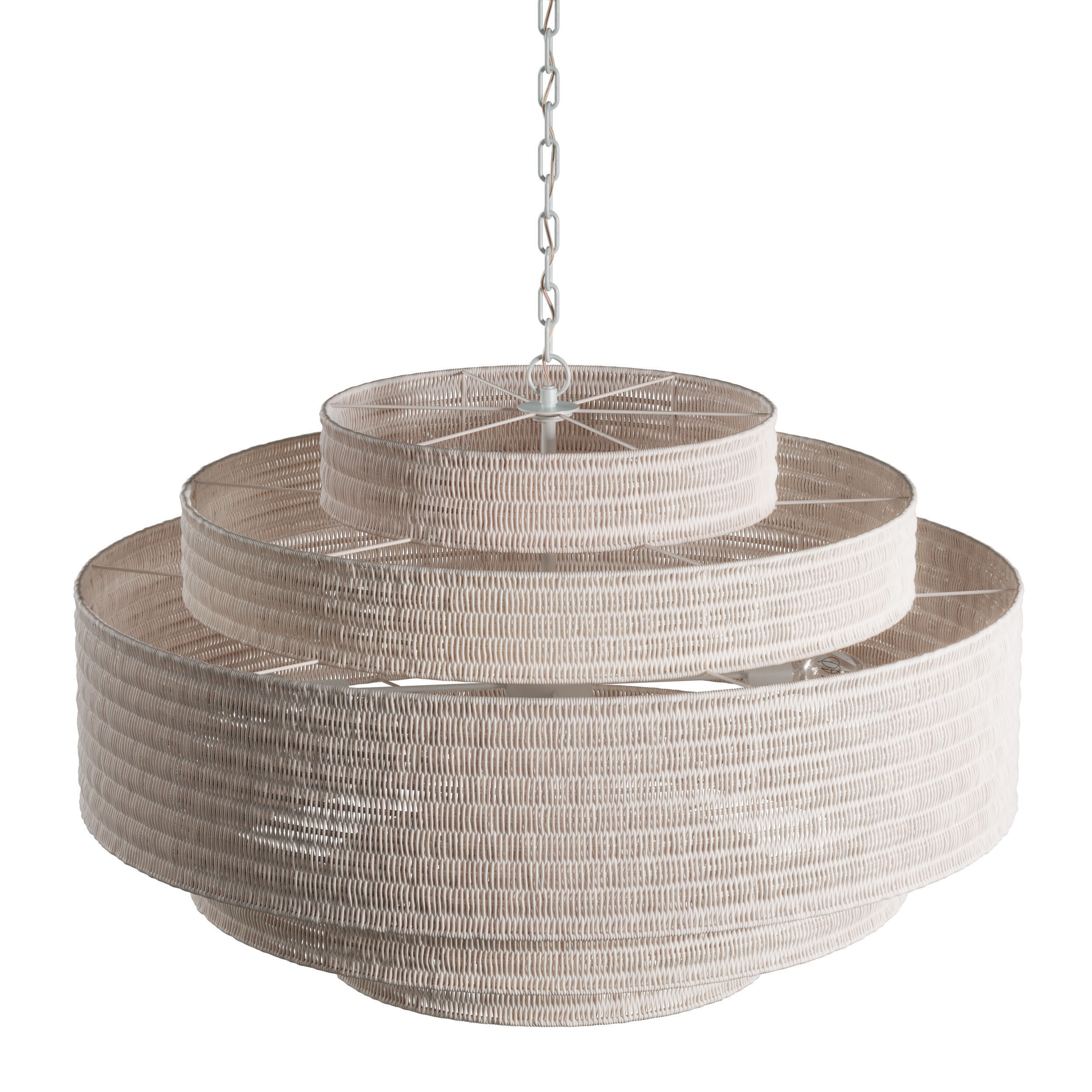Paloma Chandelier White Rattan Light 3D model_4