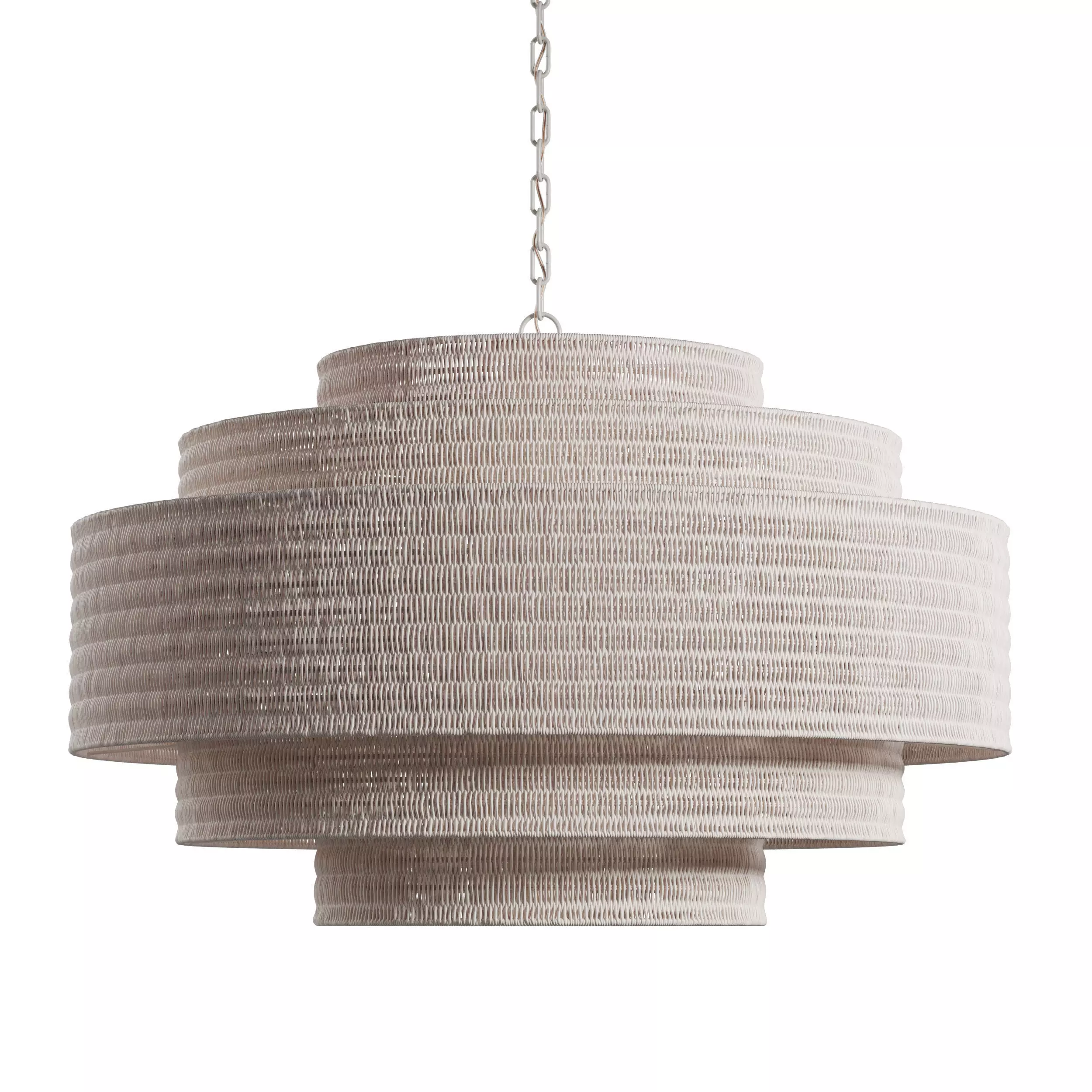 Paloma Chandelier White Rattan Light 3D model_0