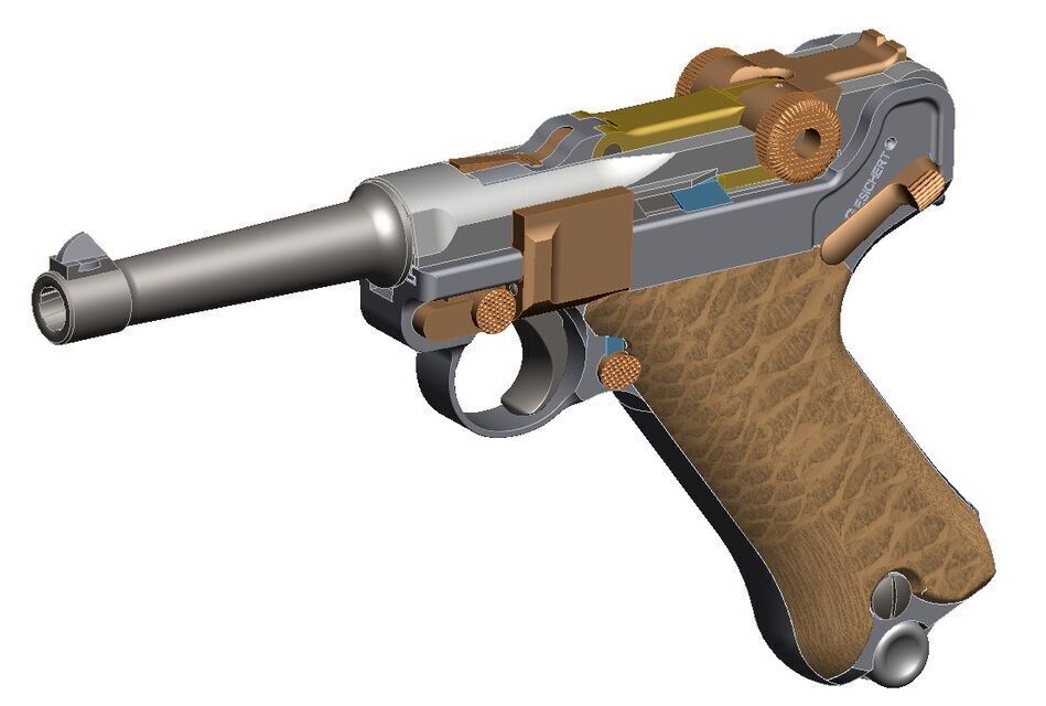 Pistola P08  Luger Low-poly 3D model_2