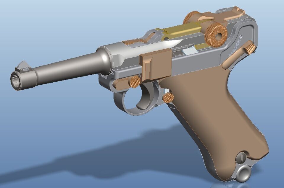 Pistola P08  Luger Low-poly 3D model_7