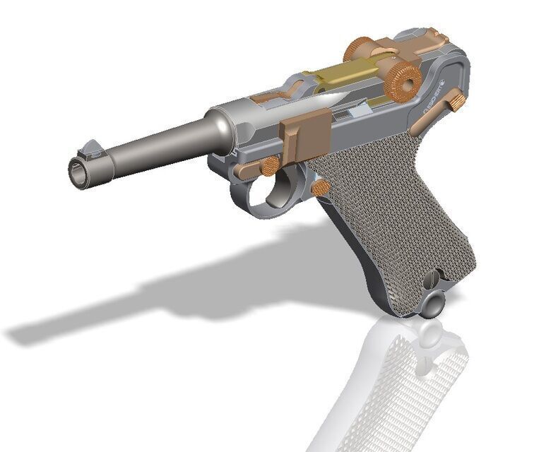 Pistola P08  Luger Low-poly 3D model_9