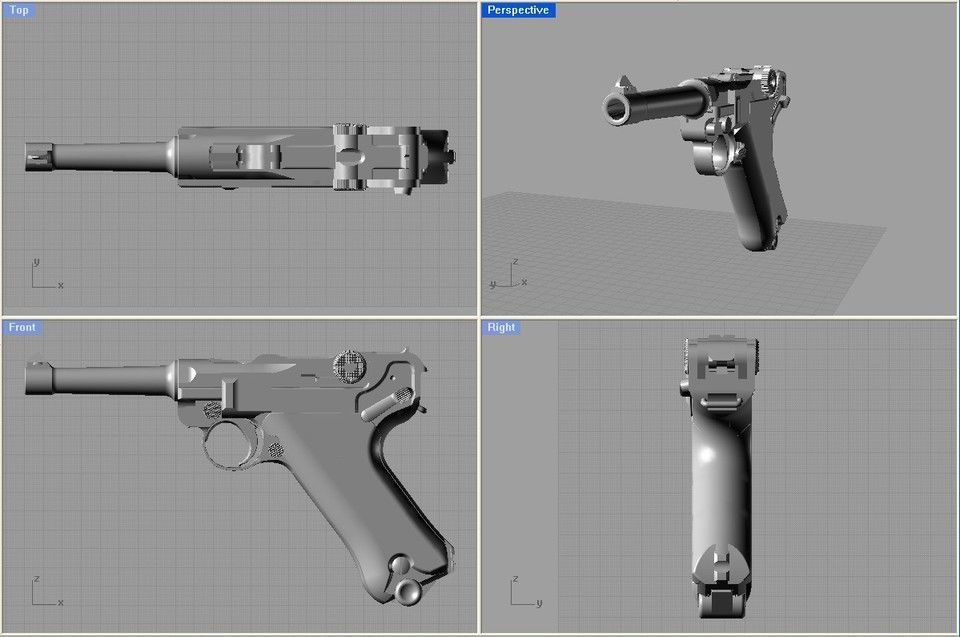 Pistola P08  Luger Low-poly 3D model_6