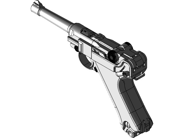 Pistola P08  Luger Low-poly 3D model_17