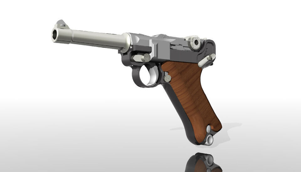 Pistola P08  Luger Low-poly 3D model_4