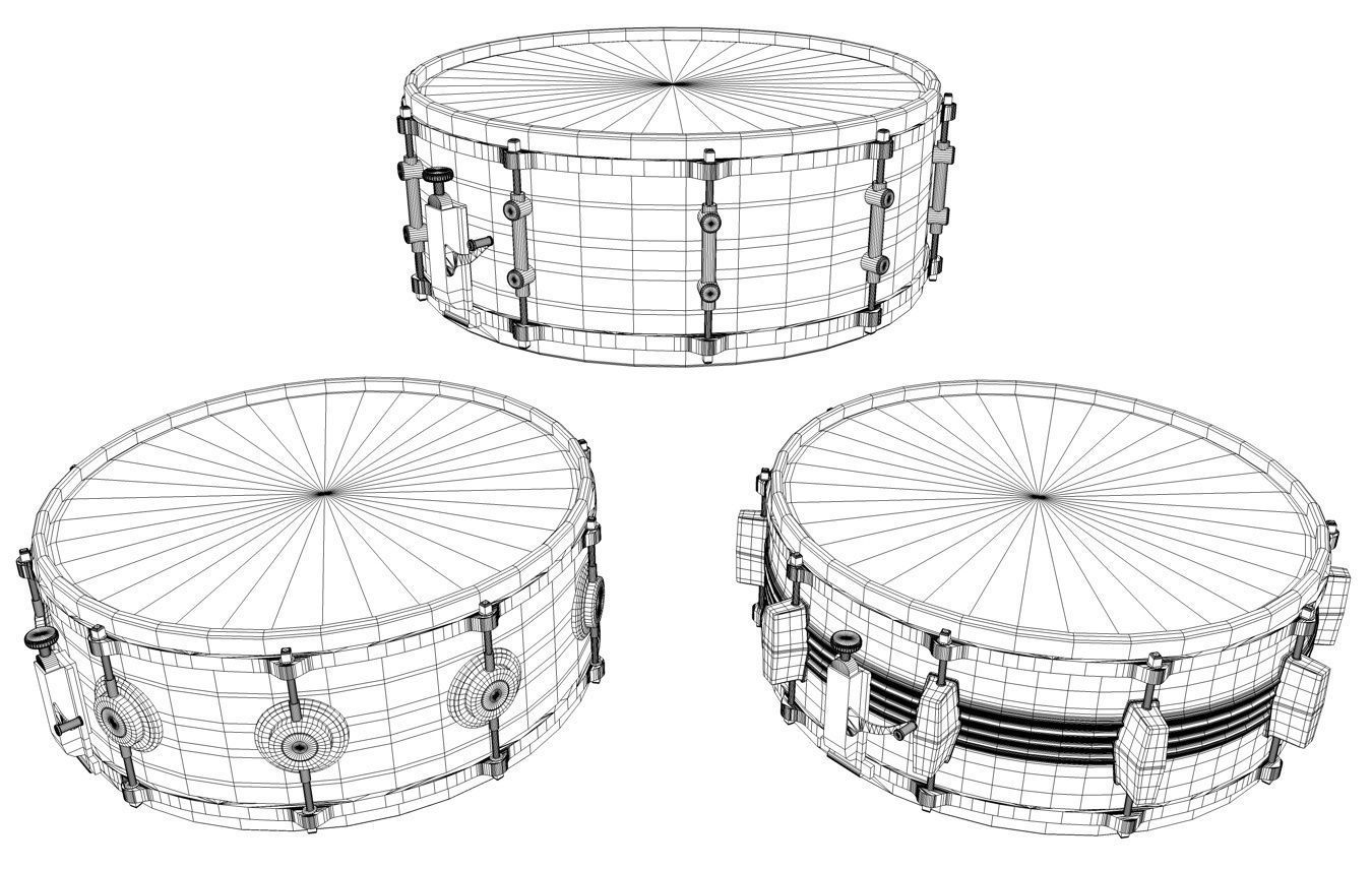 Snare Drum 3 Models 3D model_10