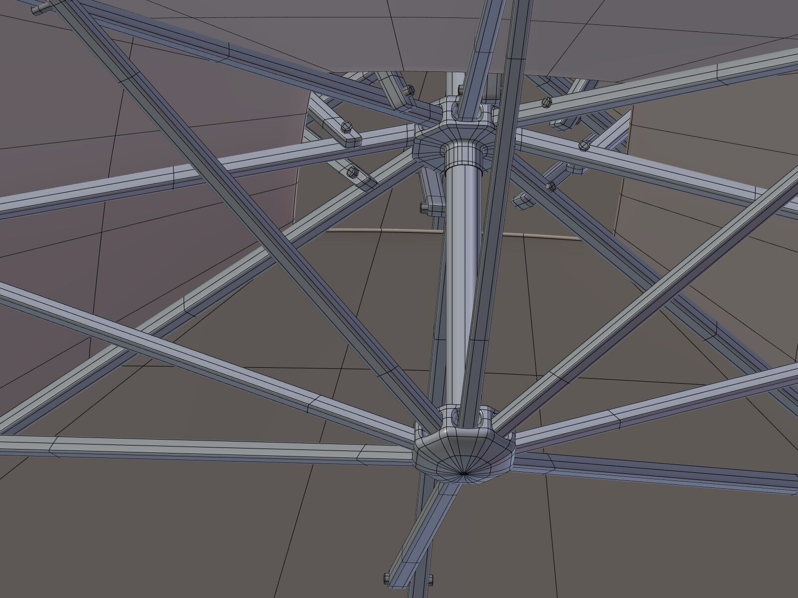 Patio - Outdoor Umbrella - Parasol Low-poly 3D model_17