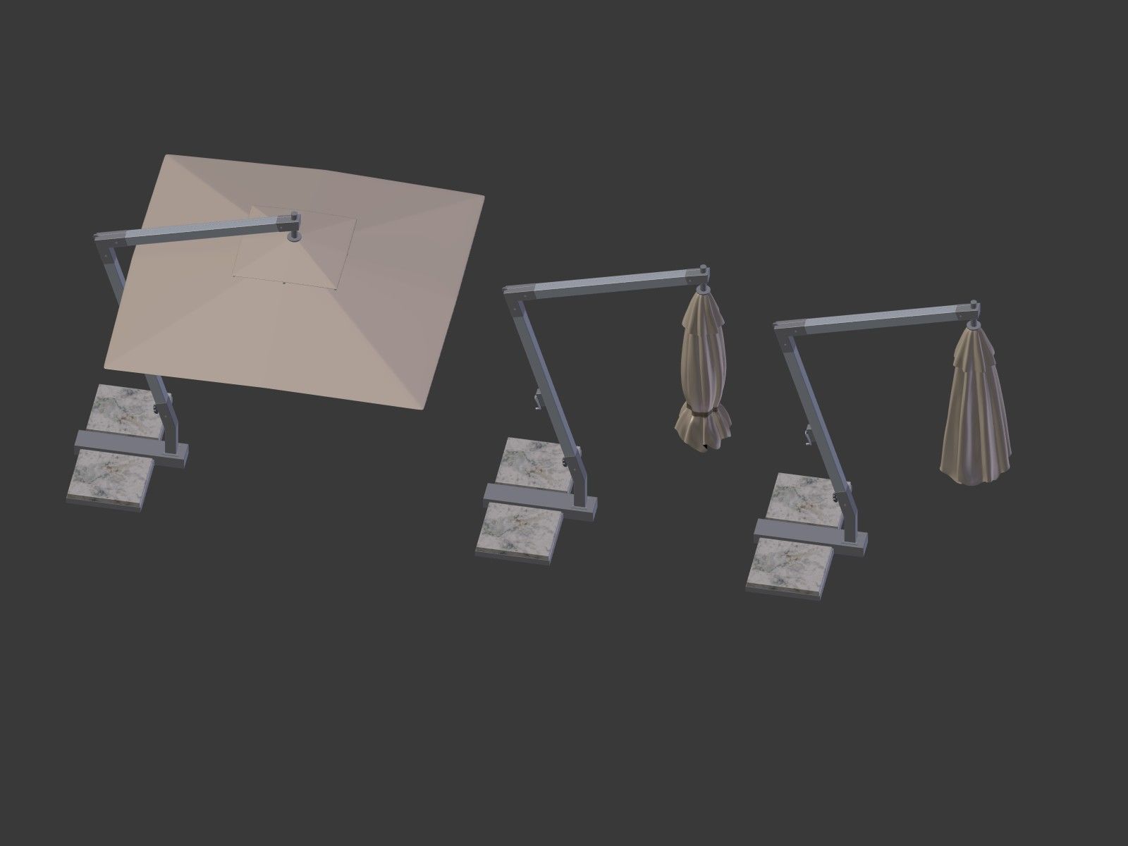 Patio - Outdoor Umbrella - Parasol Low-poly 3D model_5