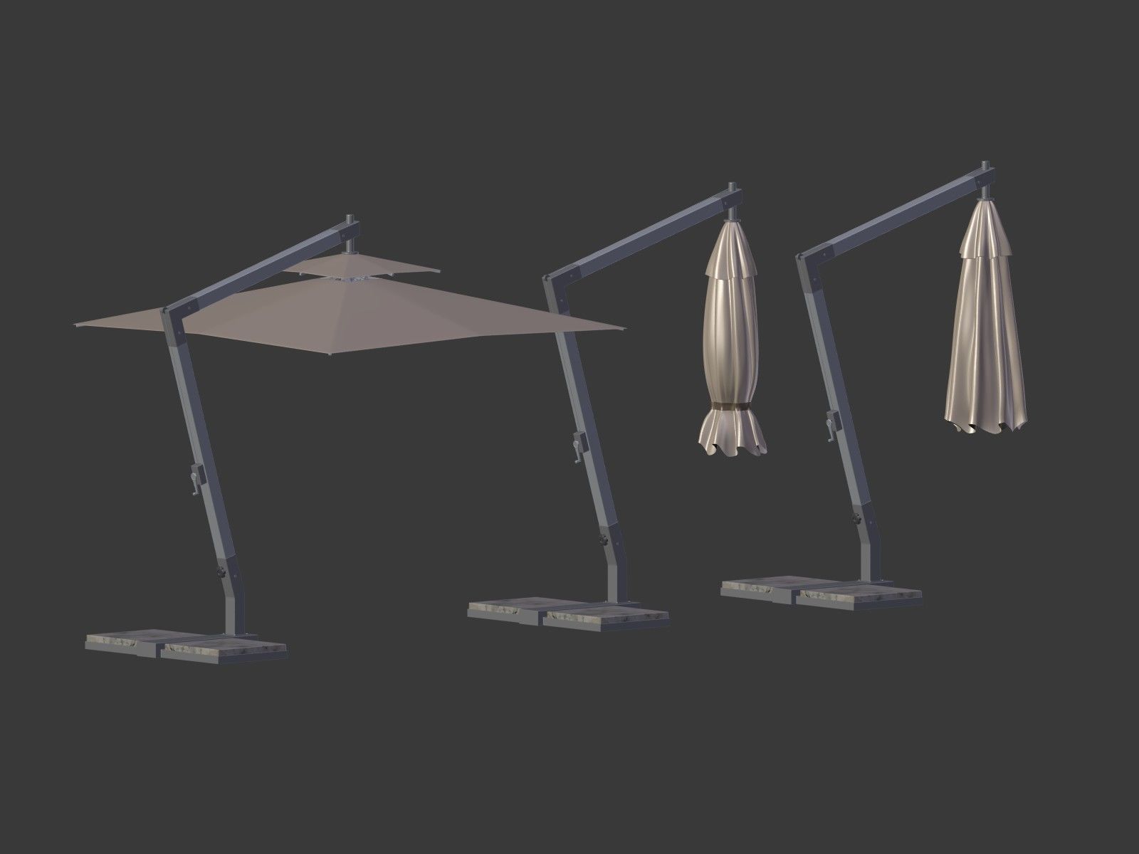 Patio - Outdoor Umbrella - Parasol Low-poly 3D model_6