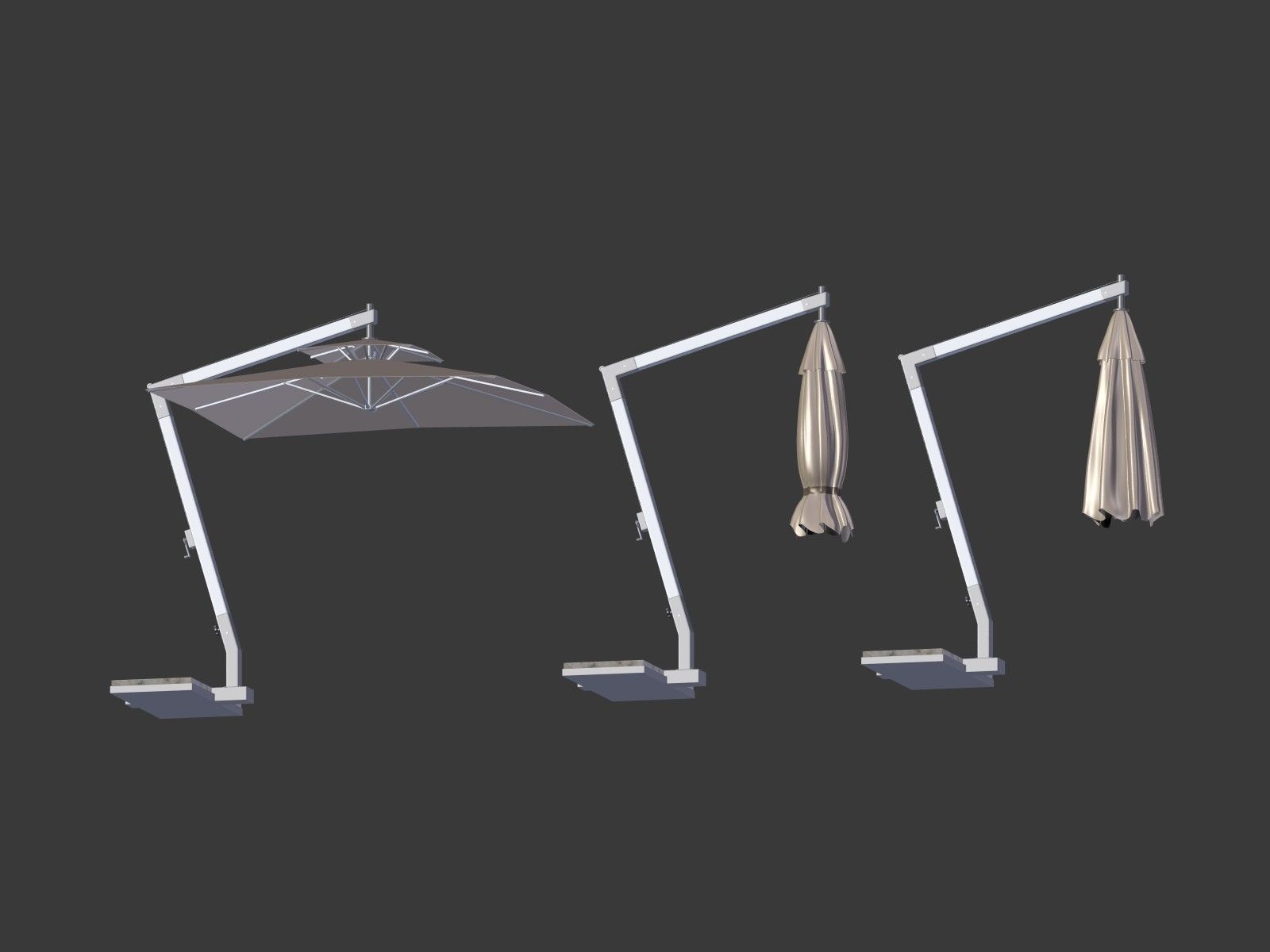 Patio - Outdoor Umbrella - Parasol Low-poly 3D model_4