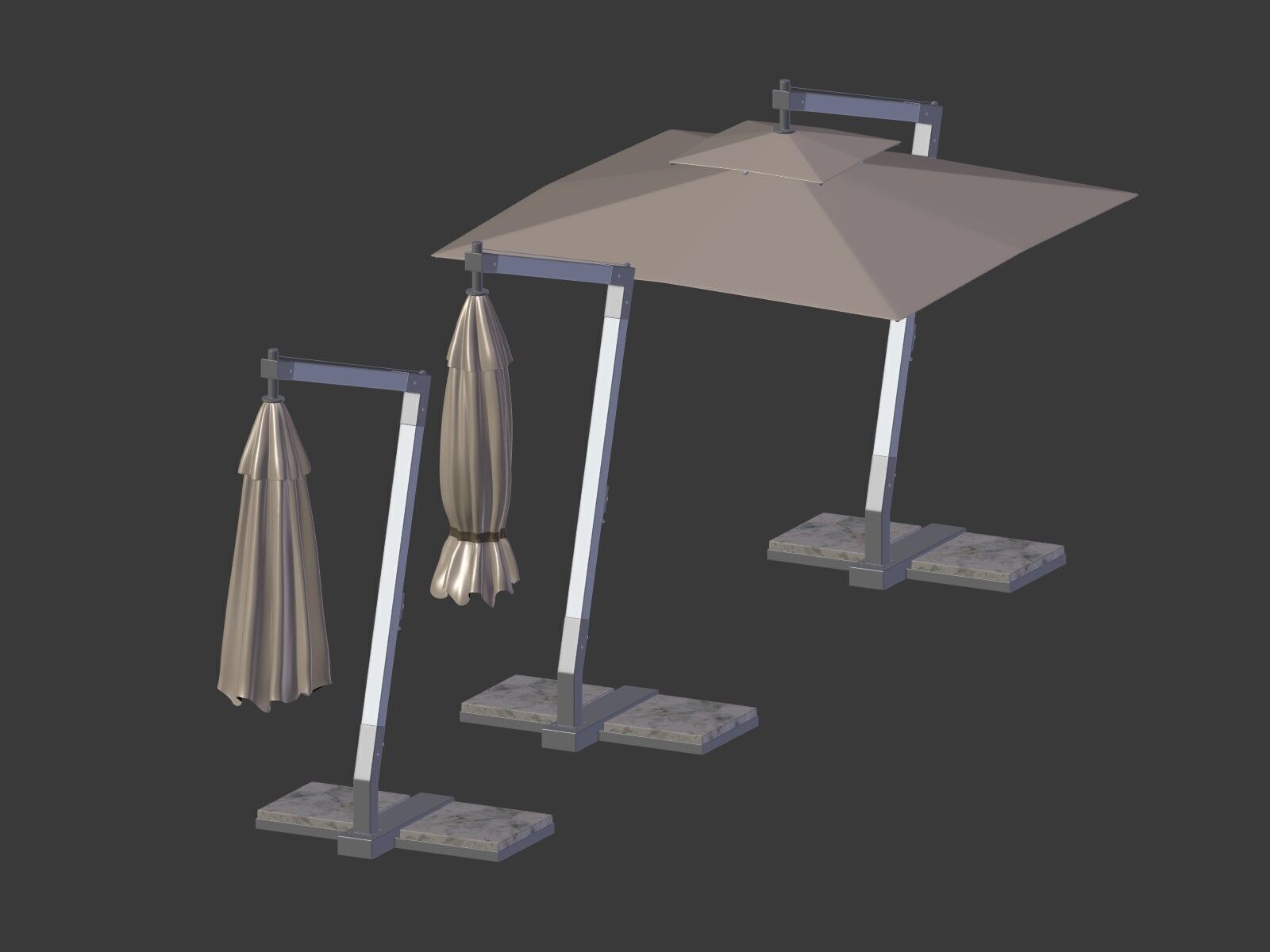 Patio - Outdoor Umbrella - Parasol Low-poly 3D model_7