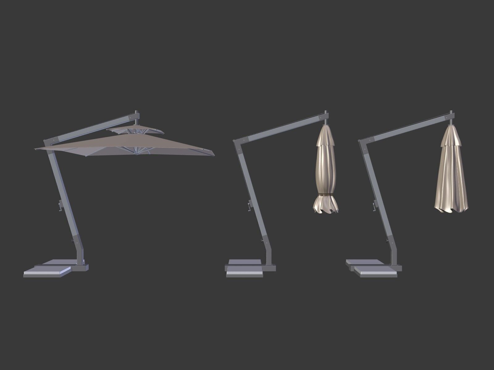 Patio - Outdoor Umbrella - Parasol Low-poly 3D model_1