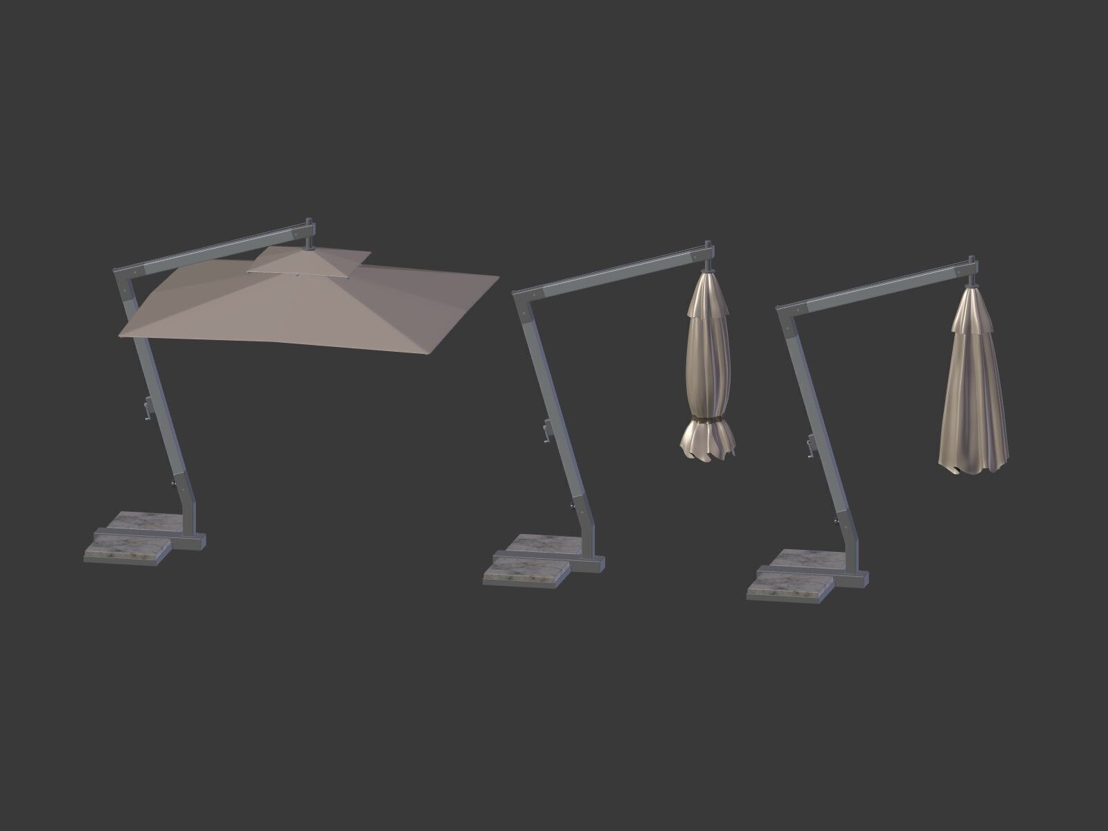 Patio - Outdoor Umbrella - Parasol Low-poly 3D model_2