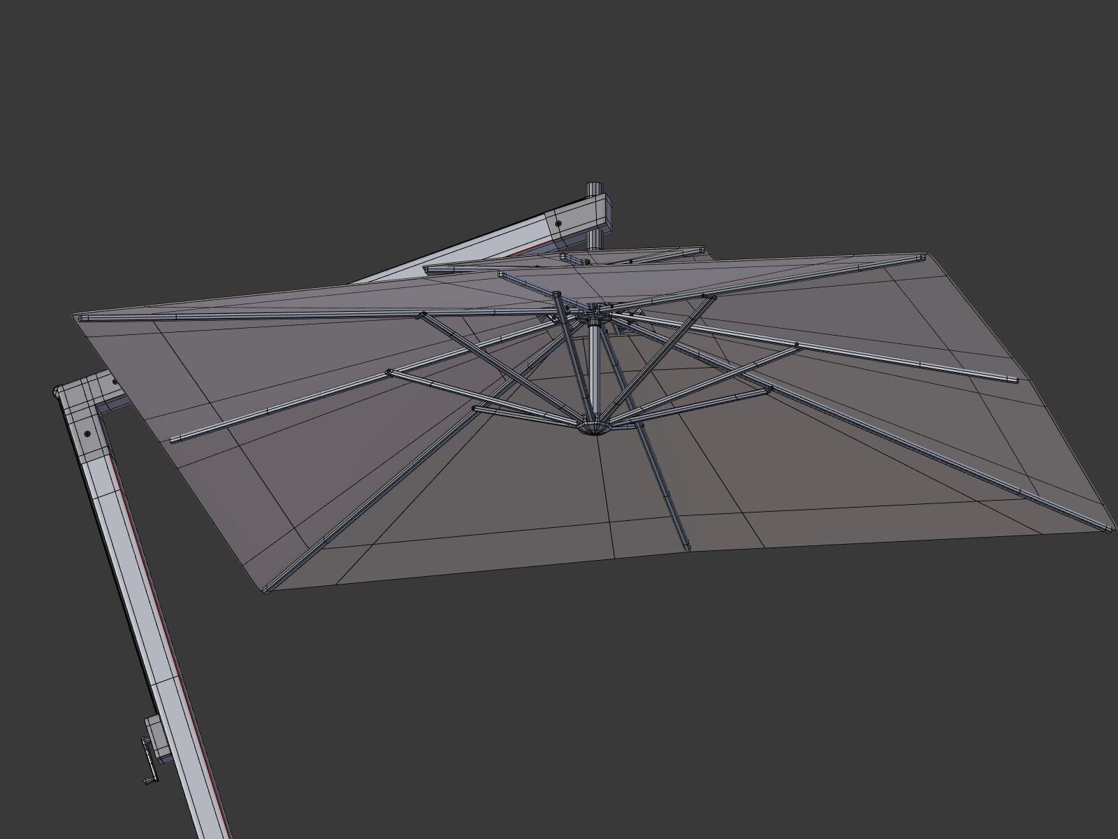 Patio - Outdoor Umbrella - Parasol Low-poly 3D model_11
