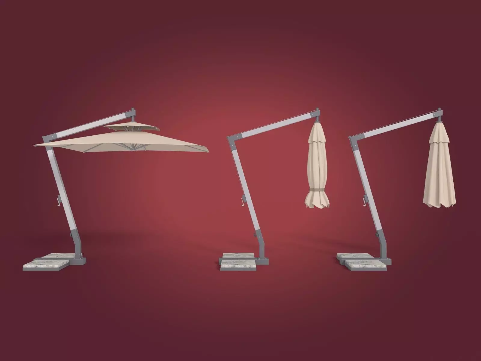 Patio - Outdoor Umbrella - Parasol Low-poly 3D model_0