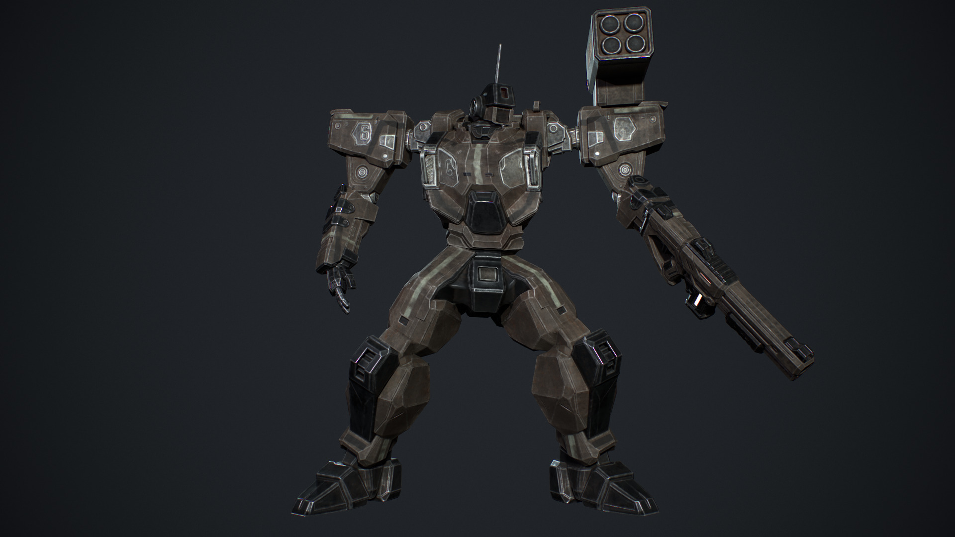 Assault Mech Low-poly 3D model_8