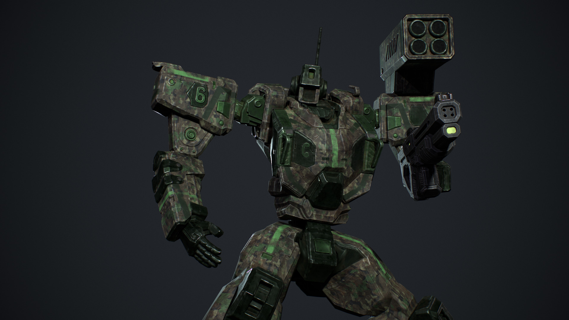 Assault Mech Low-poly 3D model_15