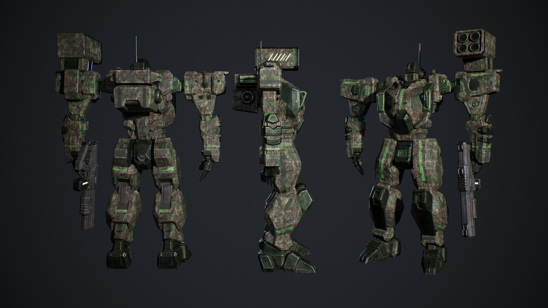 Assault Mech Low-poly 3D model_5