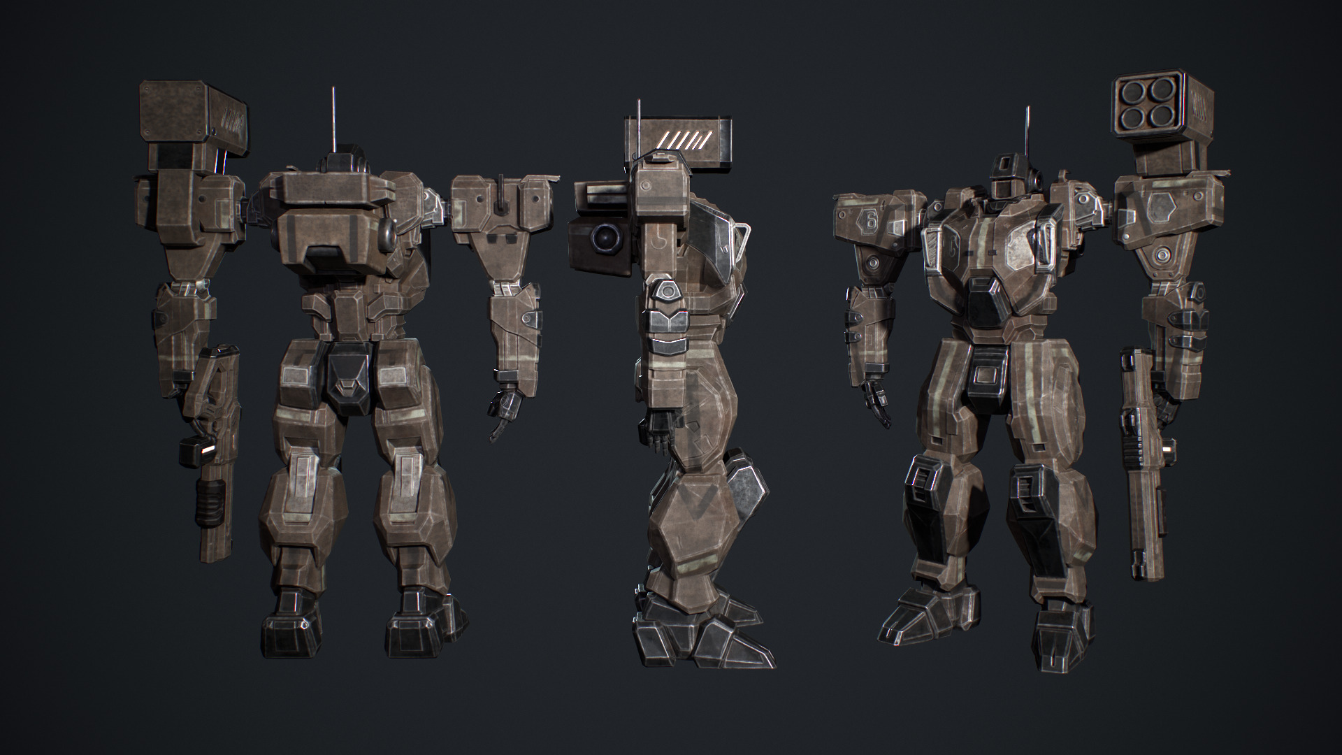 Assault Mech Low-poly 3D model_4