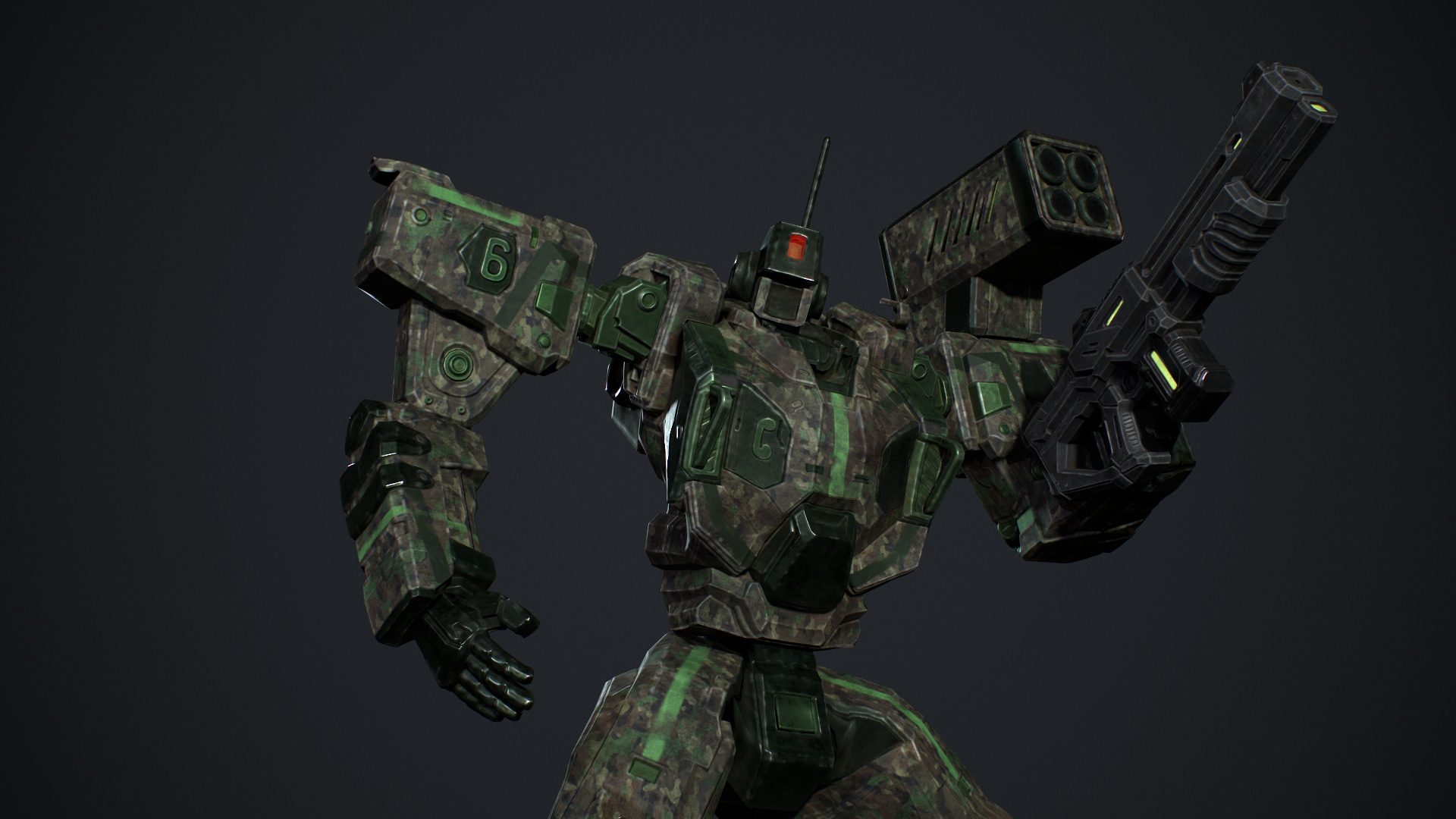 Assault Mech Low-poly 3D model_12