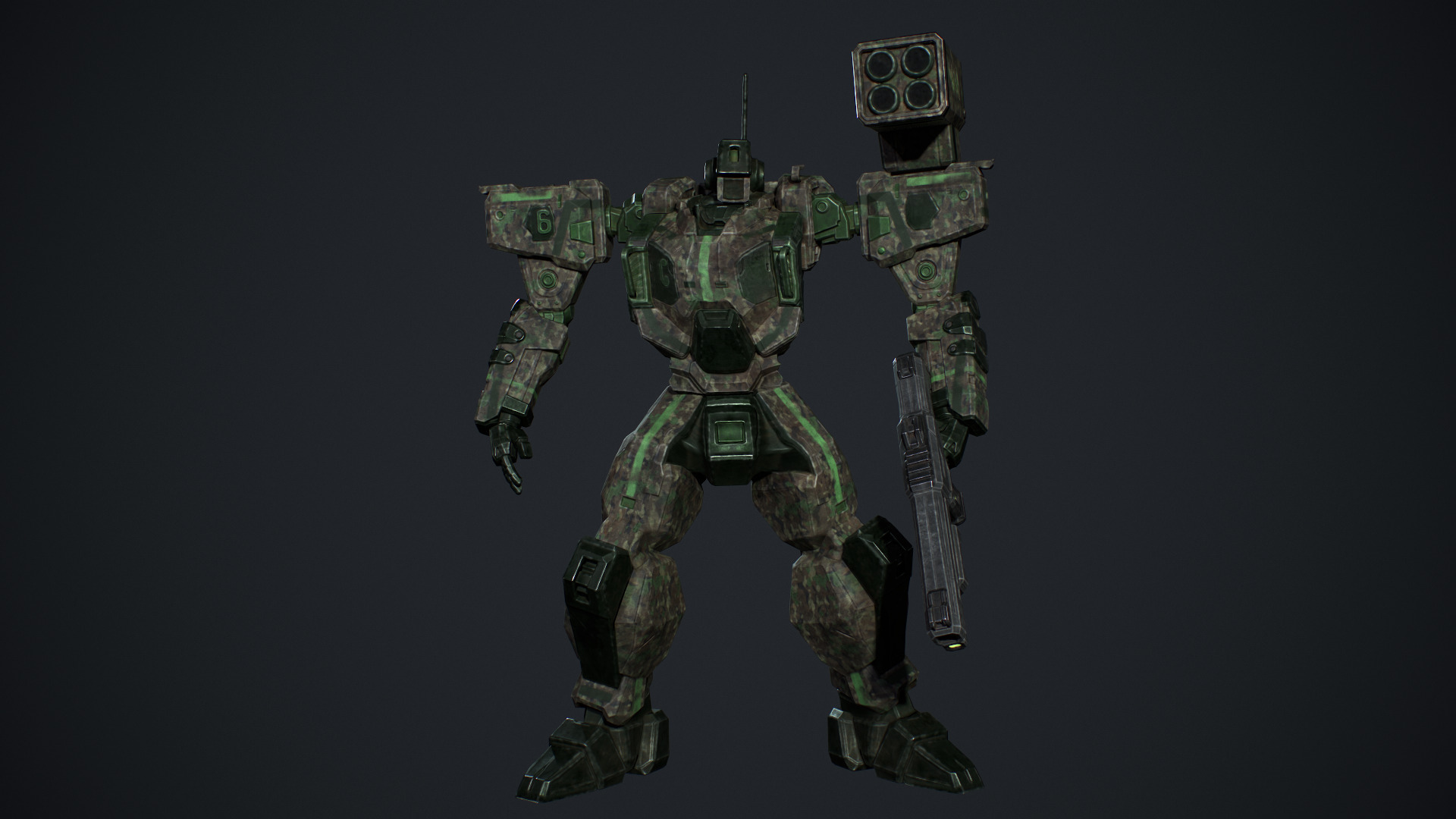 Assault Mech Low-poly 3D model_10