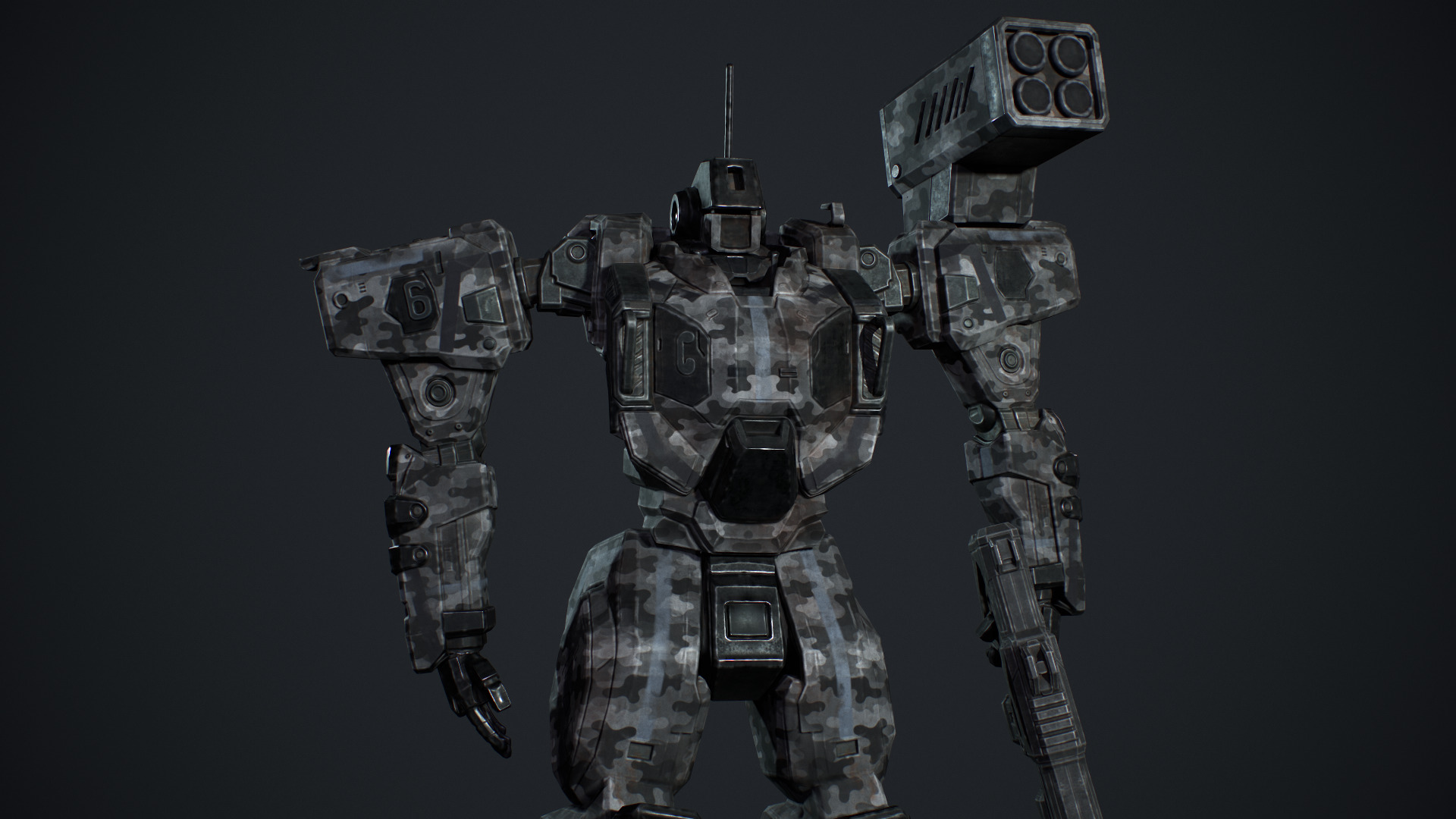 Assault Mech Low-poly 3D model_9