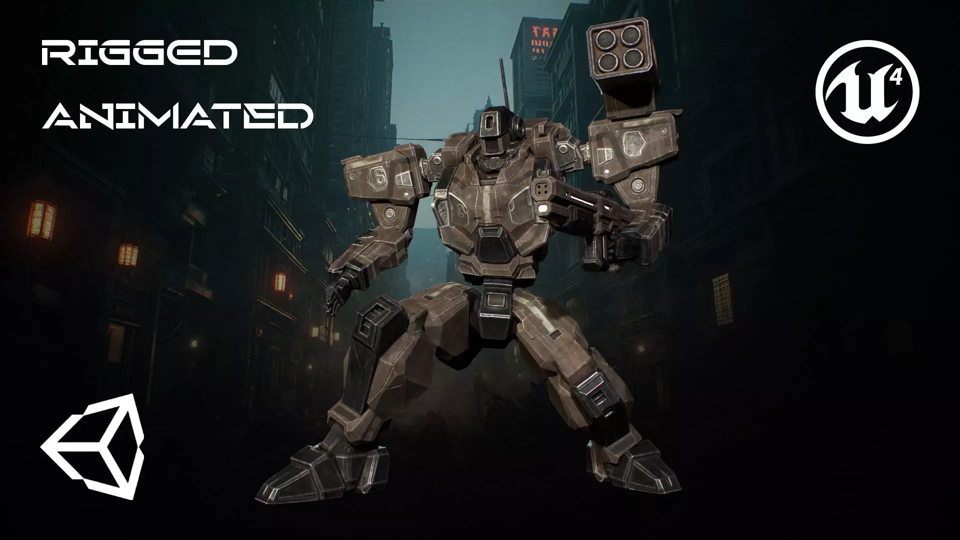 Assault Mech Low-poly 3D model_0