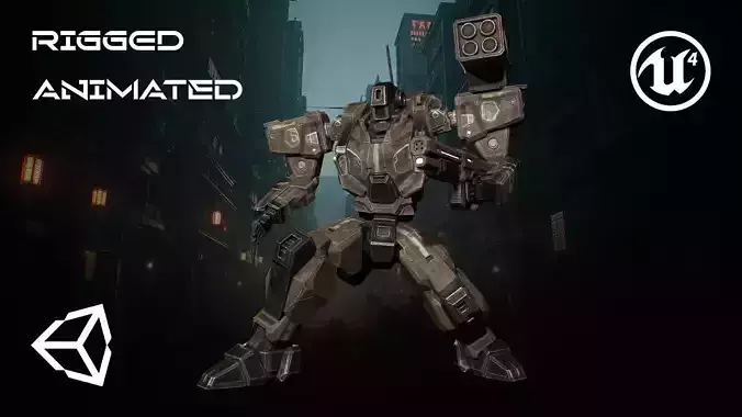 Assault Mech Low-poly 3D model