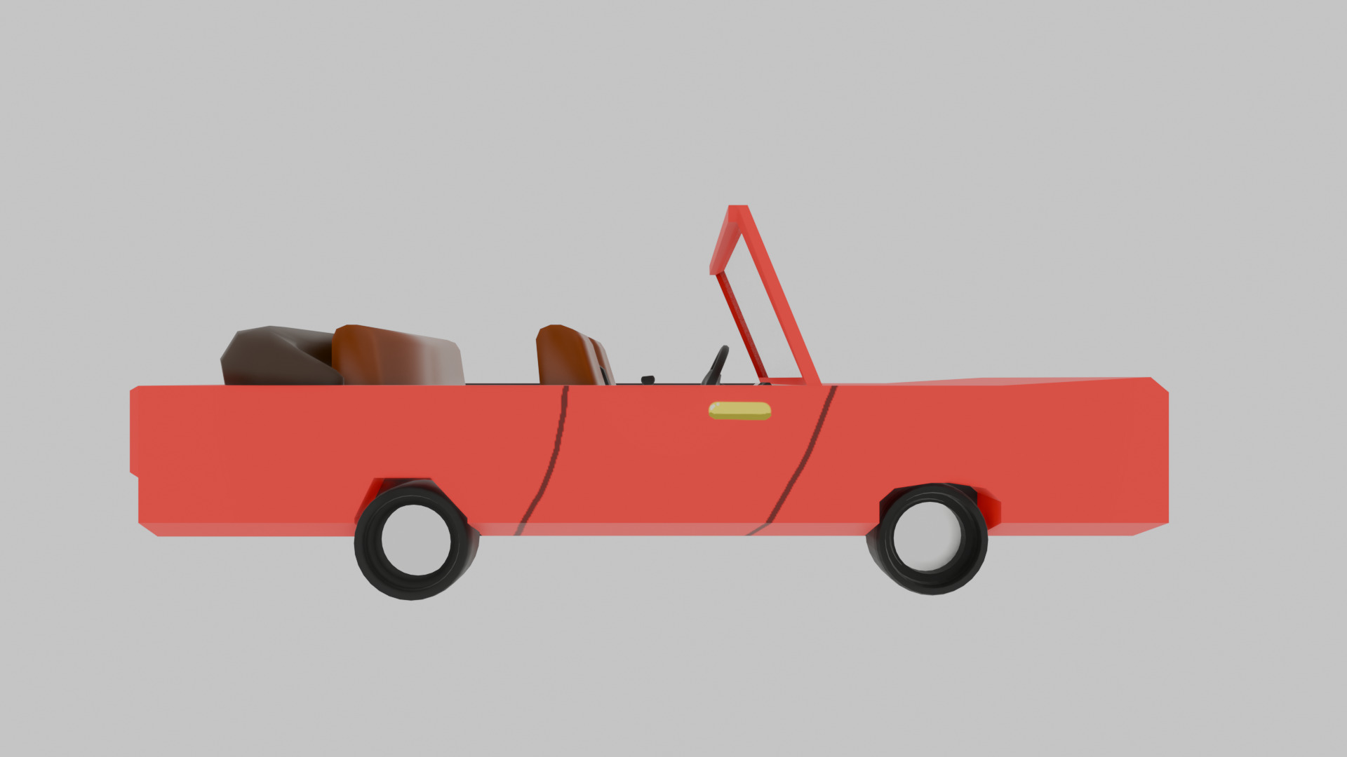 Bright Red Stylized Low-Poly Game Ready Stylized Convertible Low-poly 3D model_5