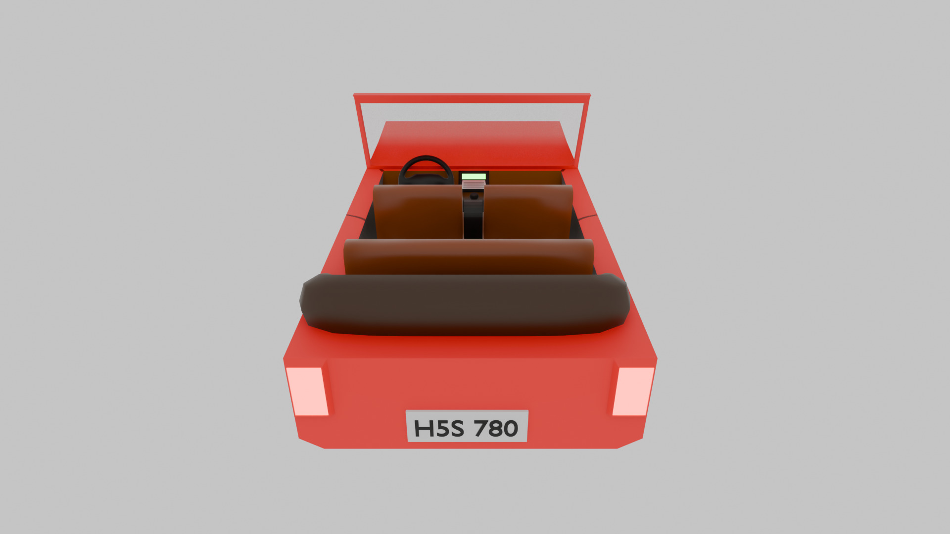 Bright Red Stylized Low-Poly Game Ready Stylized Convertible Low-poly 3D model_2