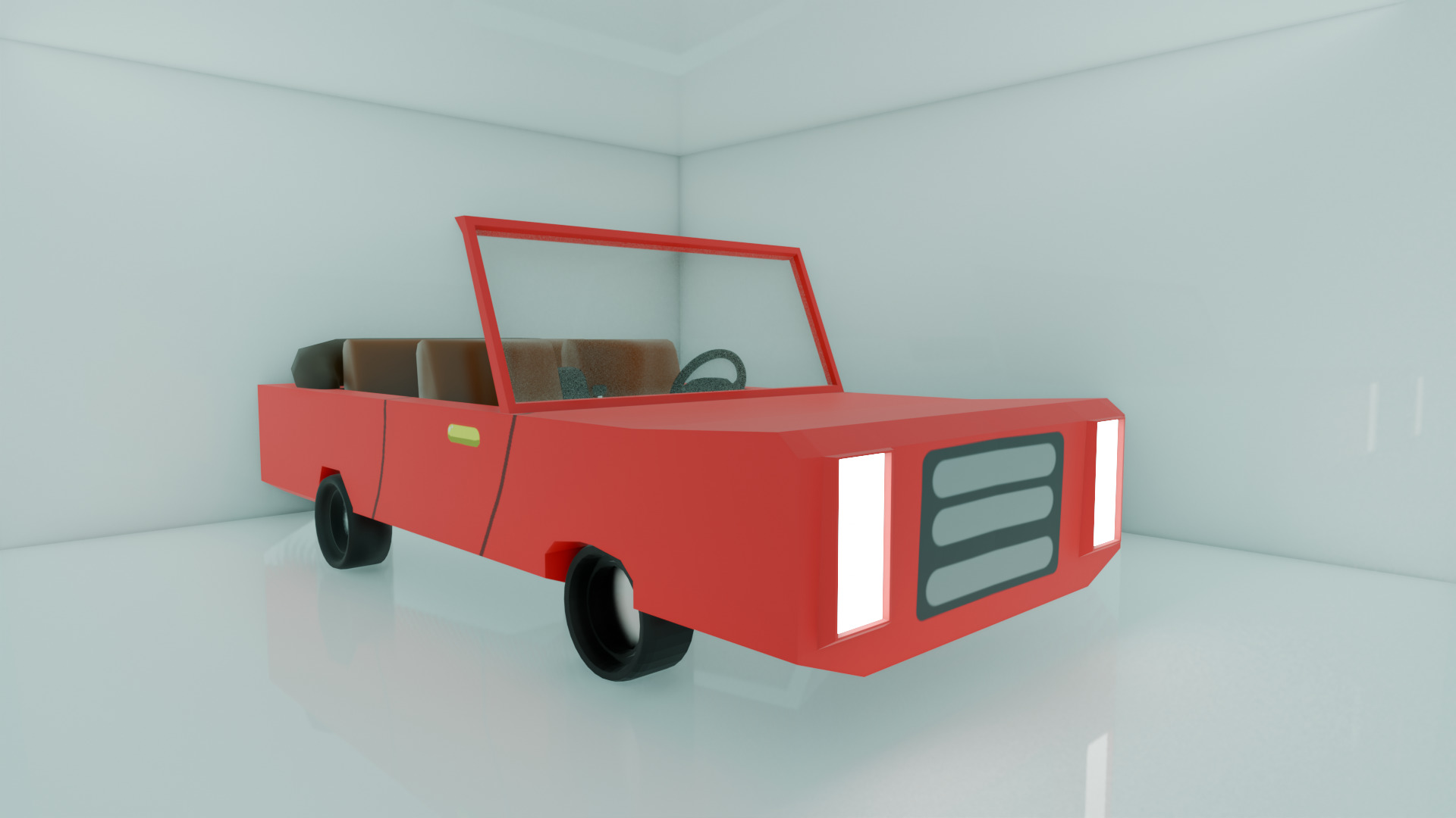 Bright Red Stylized Low-Poly Game Ready Stylized Convertible Low-poly 3D model_0