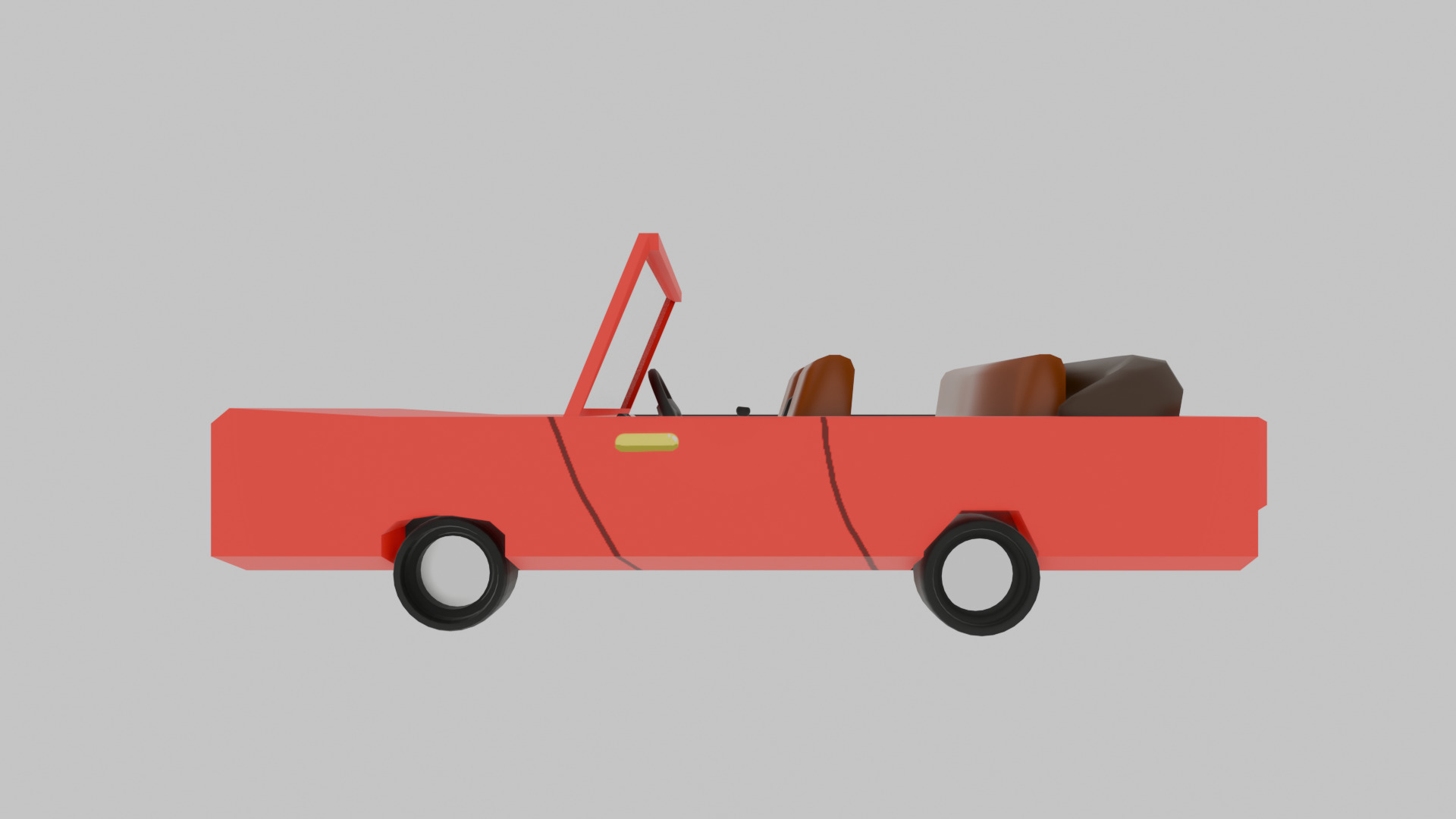 Bright Red Stylized Low-Poly Game Ready Stylized Convertible Low-poly 3D model_4