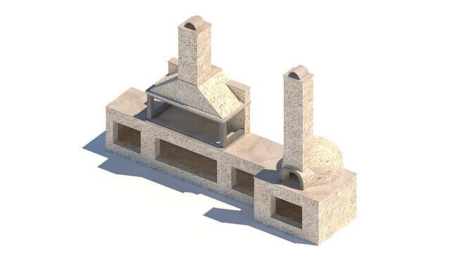 Stone BBQ Set Free 3D model