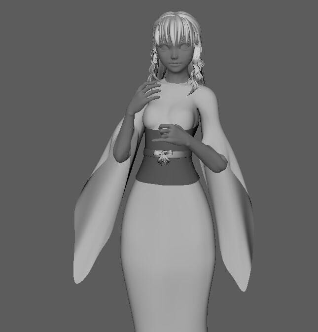 female anime character print 3D print model_3