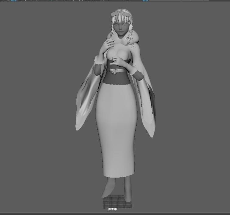 female anime character print 3D print model_2