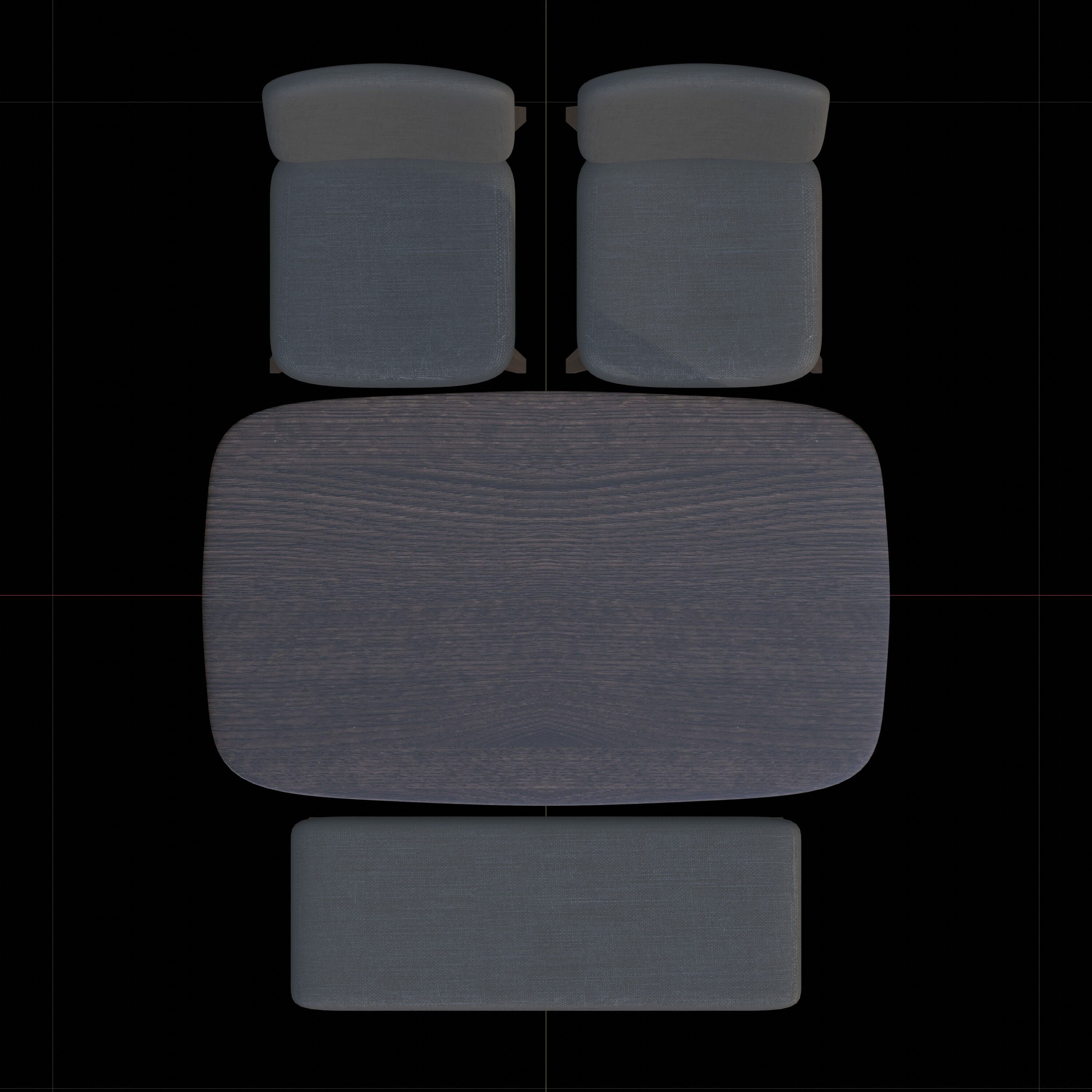 Wood Dining Table Set 3D model_3