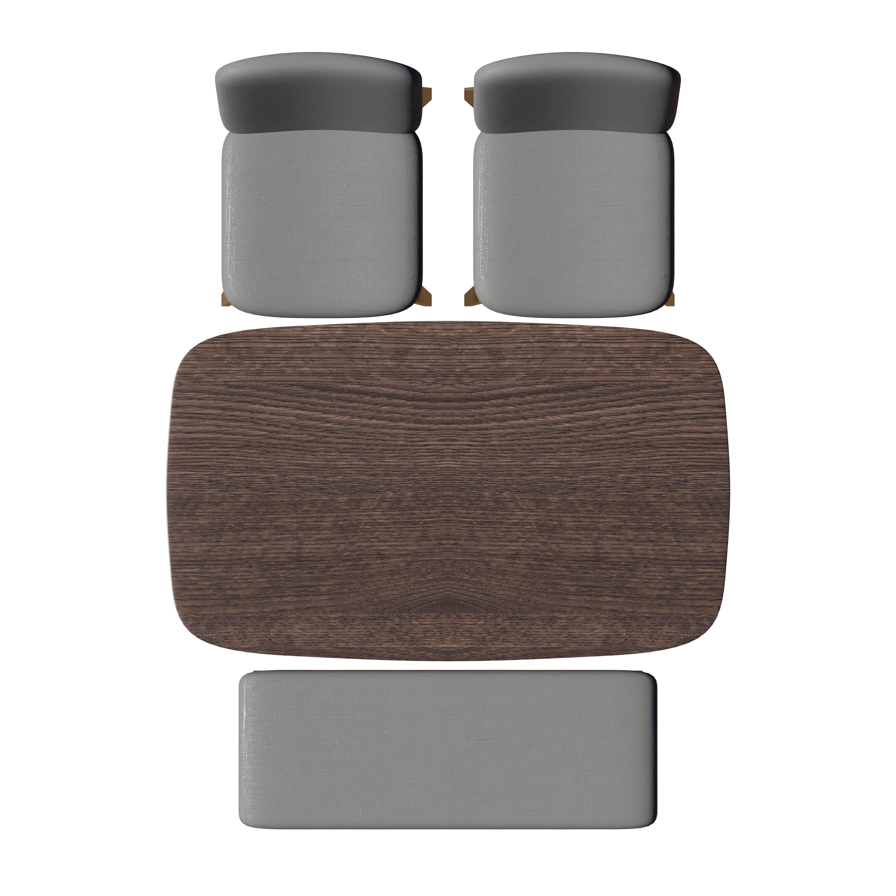 Wood Dining Table Set 3D model_1