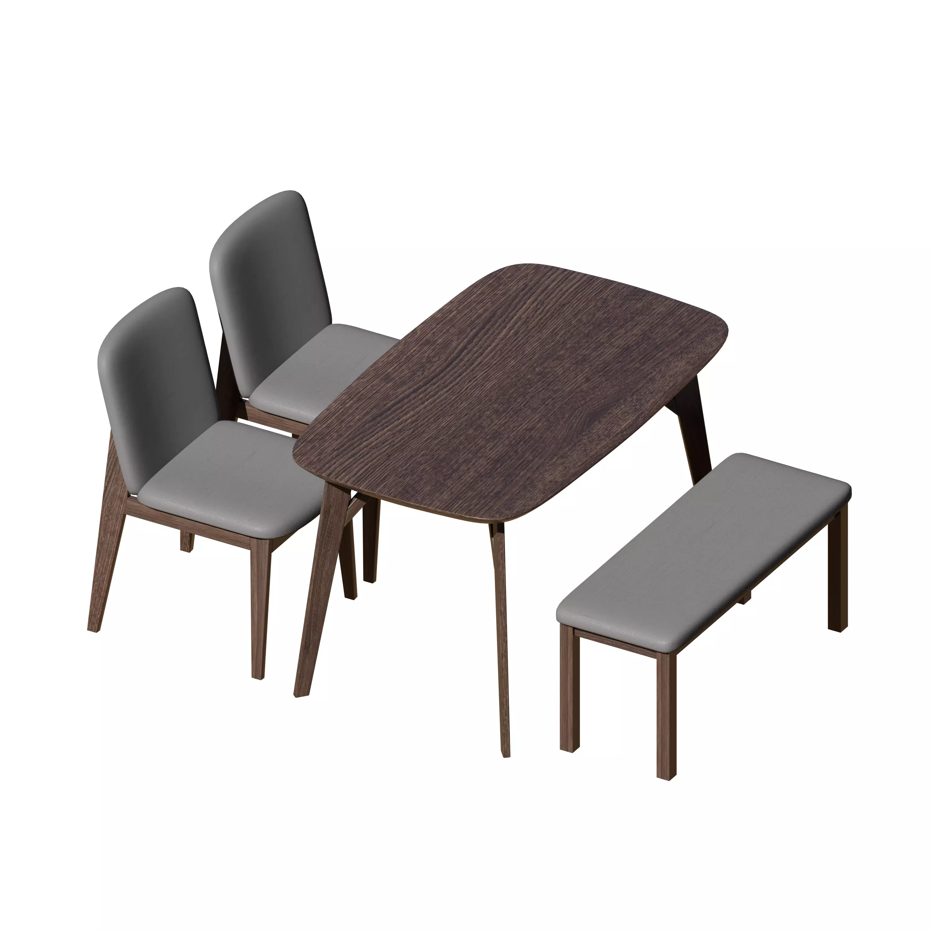 Wood Dining Table Set 3D model_0