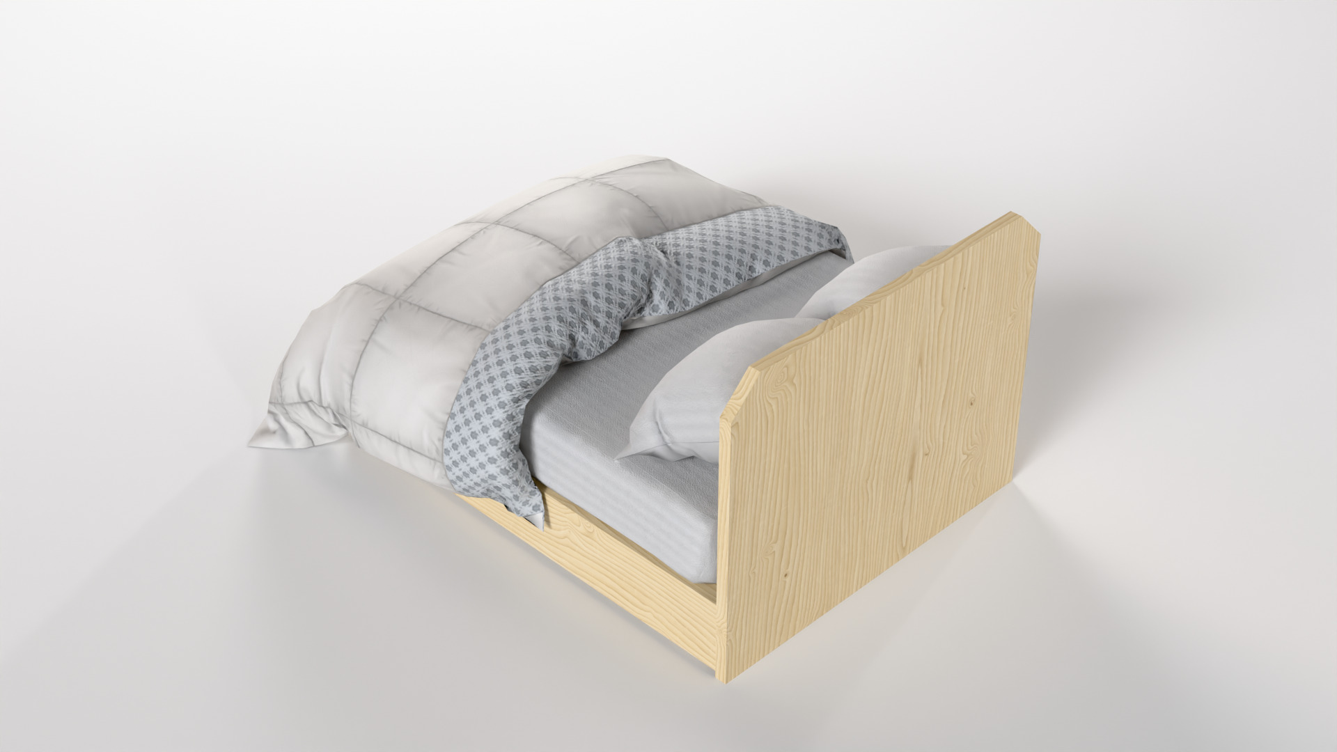 Bed M03 - Queen Size Low-poly 3D model_4