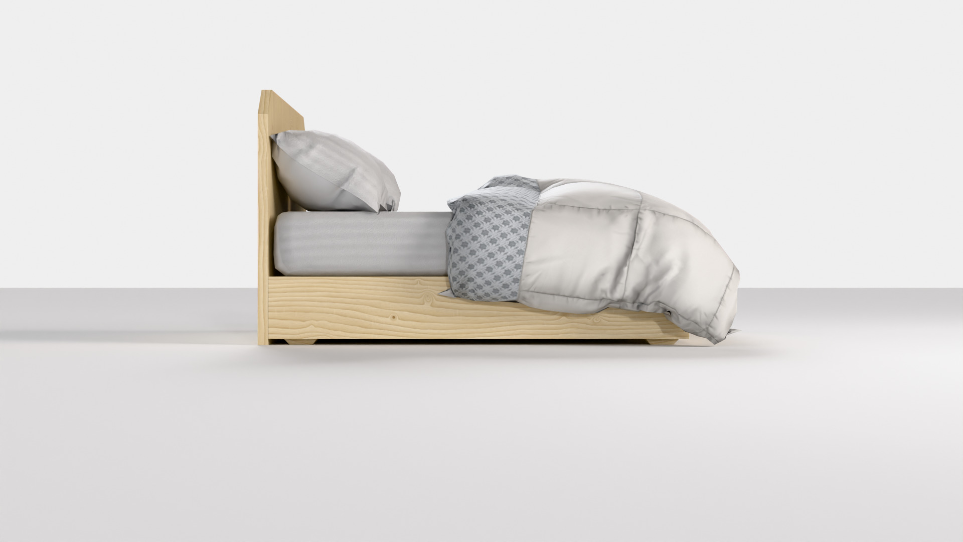 Bed M03 - Queen Size Low-poly 3D model_2