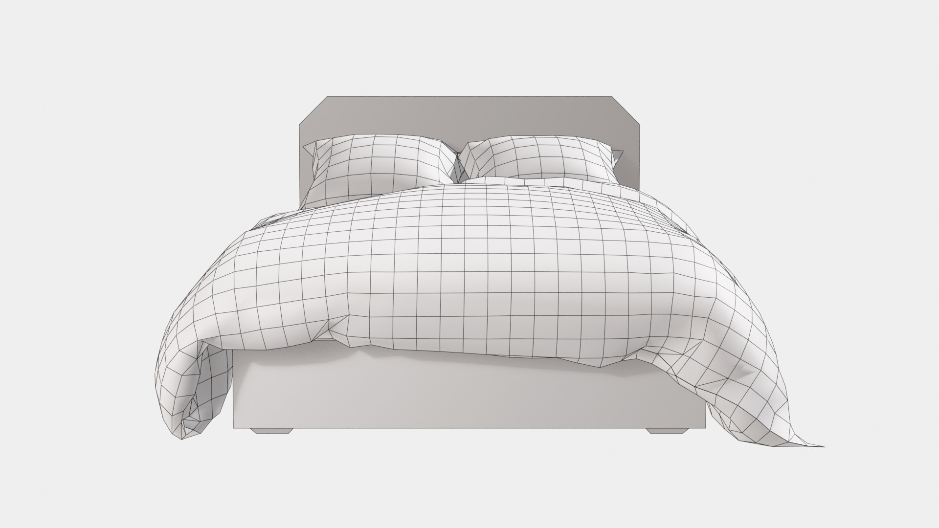 Bed M03 - Queen Size Low-poly 3D model_6