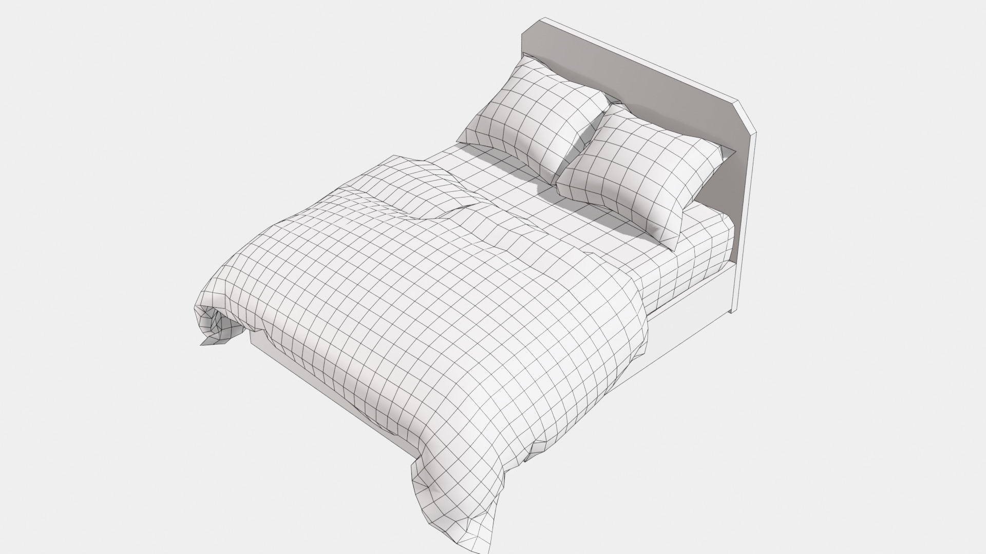 Bed M03 - Queen Size Low-poly 3D model_11
