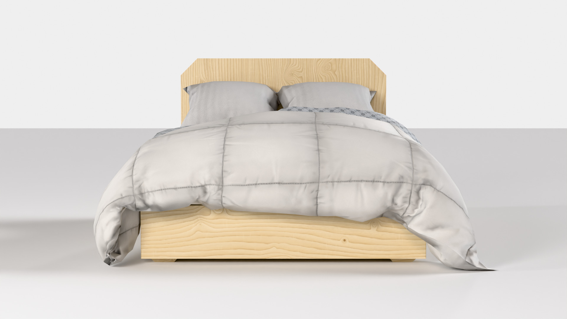 Bed M03 - Queen Size Low-poly 3D model_1