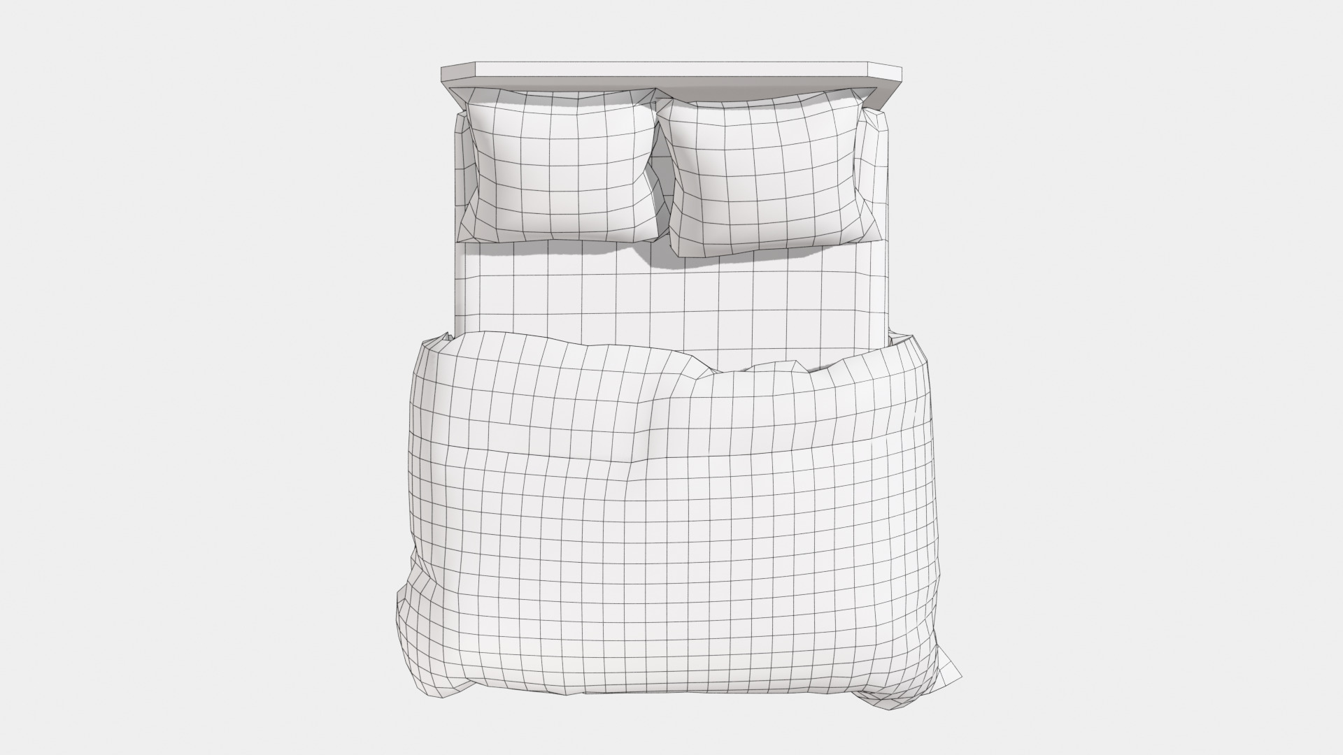 Bed M03 - Queen Size Low-poly 3D model_8