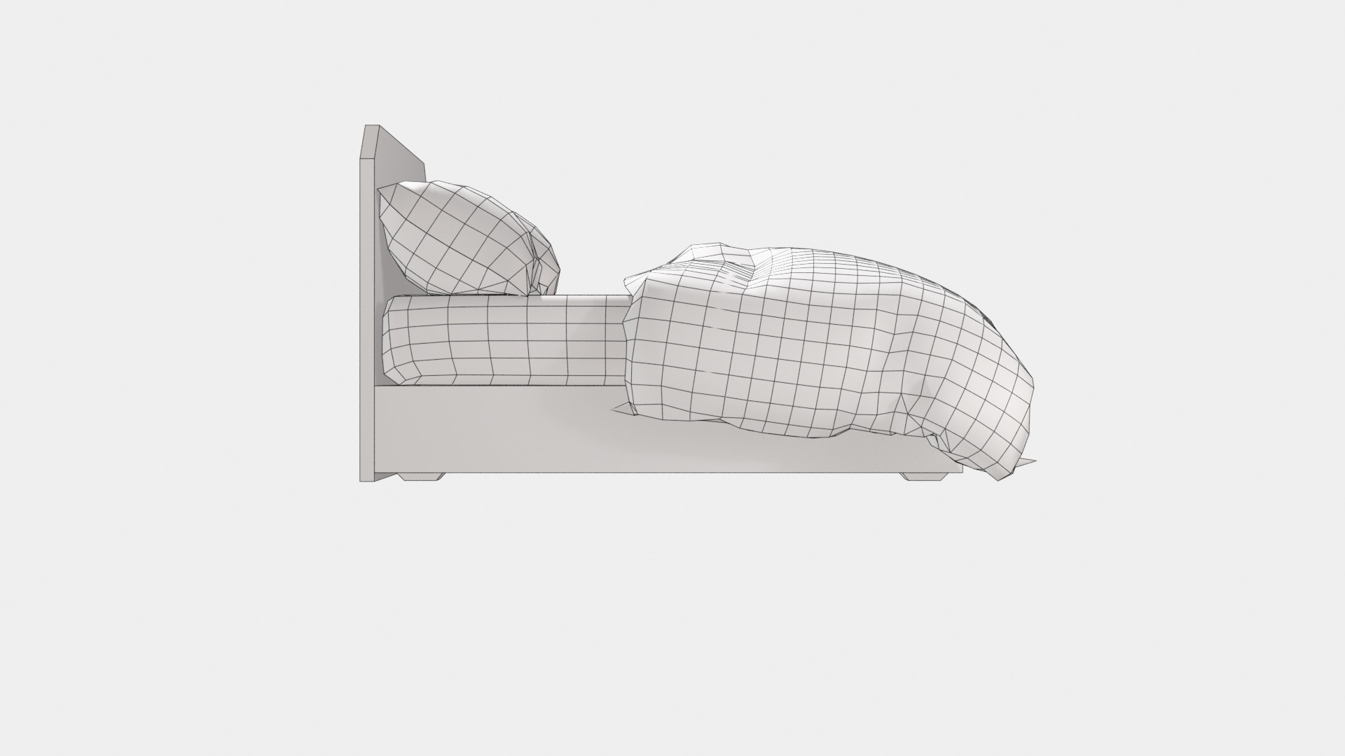 Bed M03 - Queen Size Low-poly 3D model_7