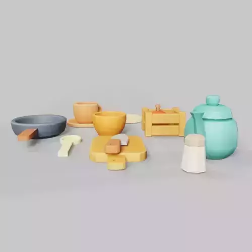 Stylized Kitchen Props Low Poly 3D Asset Pack